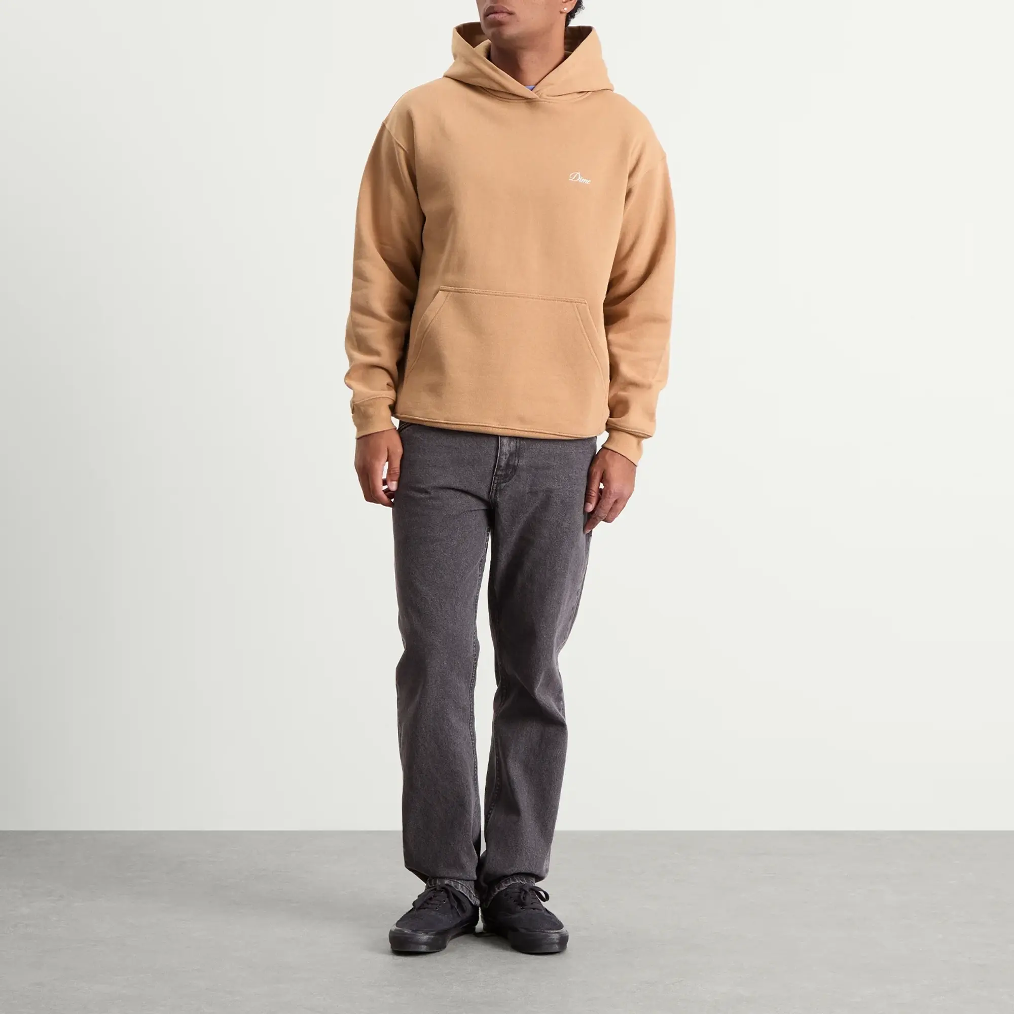 Dime Men's Cursive Small Logo Hoodie Hazelnut