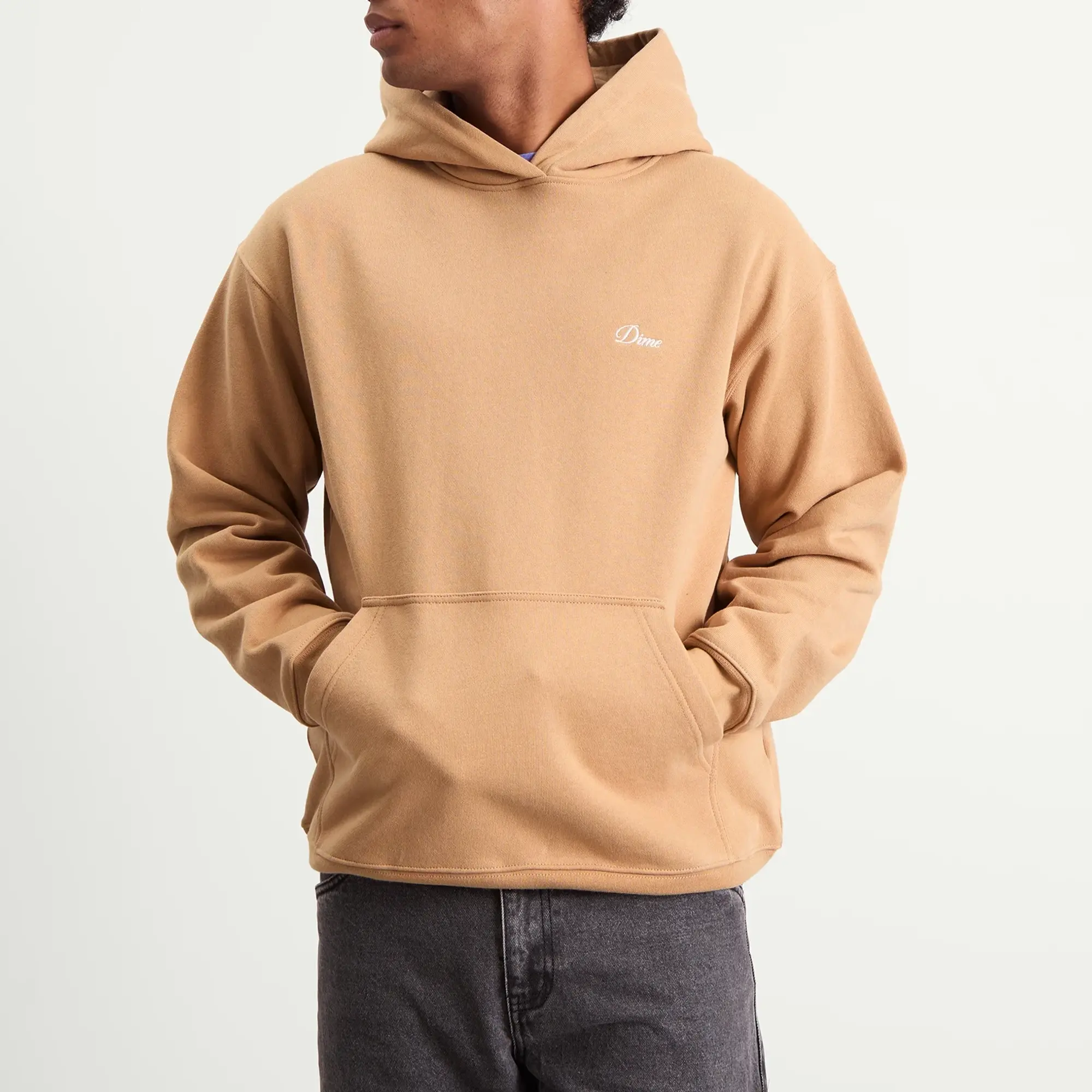 Dime Men's Cursive Small Logo Hoodie Hazelnut