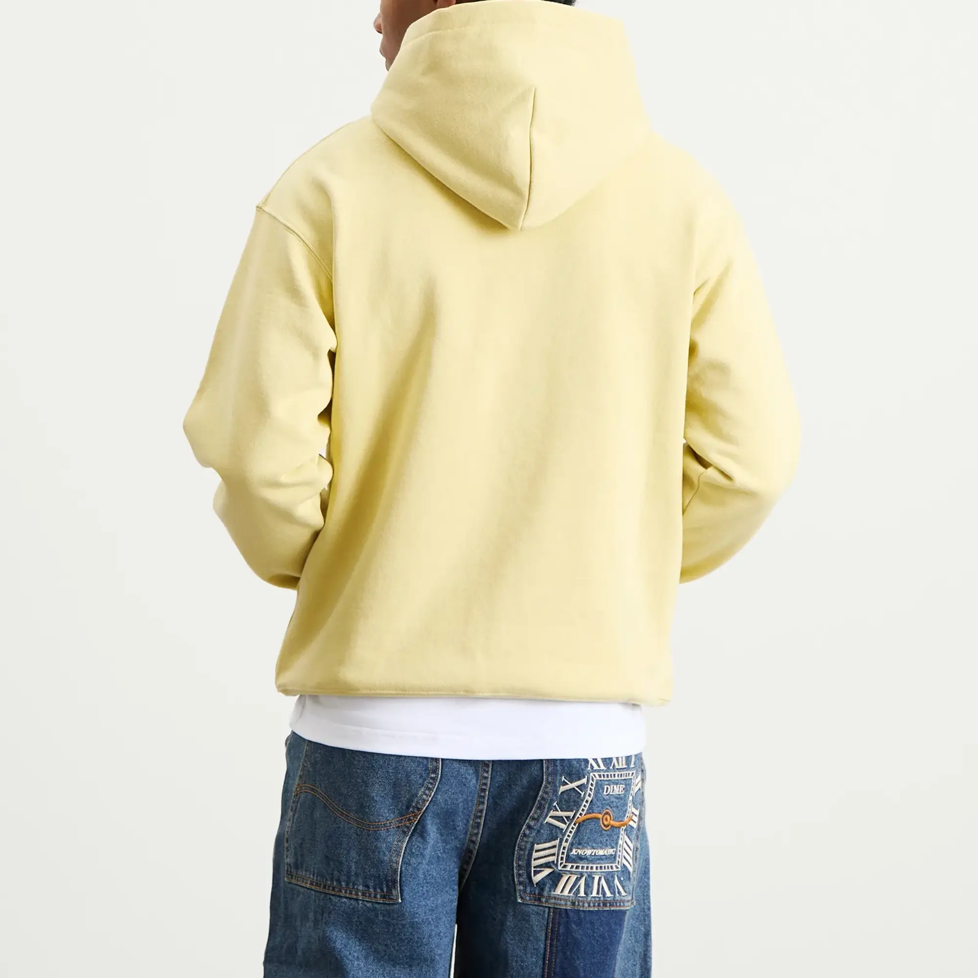 Dime Men's Cursive Small Logo Hoodie Cloud Cream
