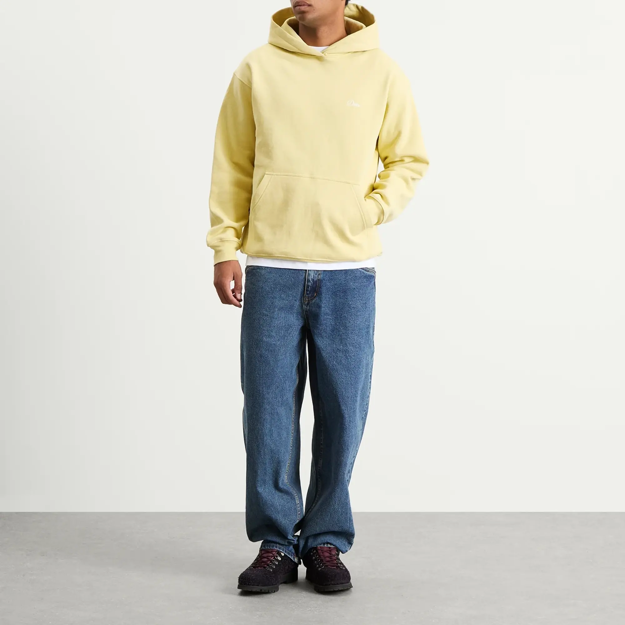 Dime Men's Cursive Small Logo Hoodie Cloud Cream