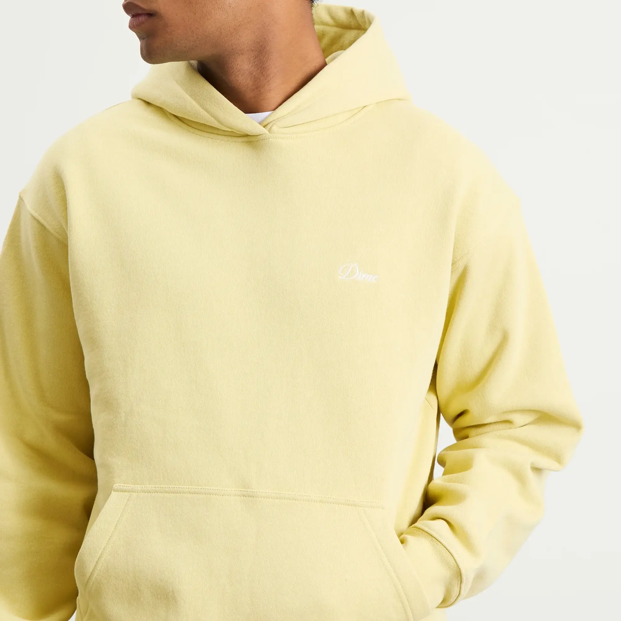 Dime Men's Cursive Small Logo Hoodie Cloud Cream