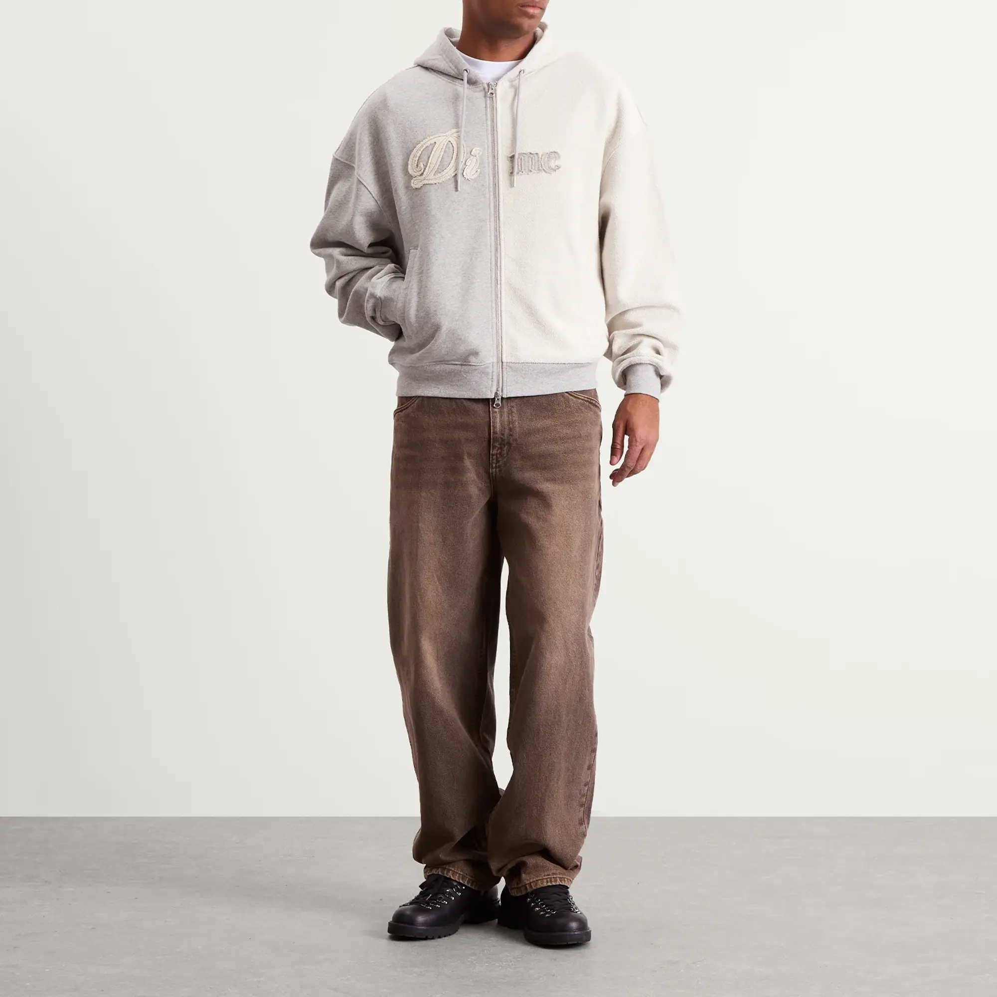 Dime Men's Reverse French Terry Zip Hoodie Heather Grey