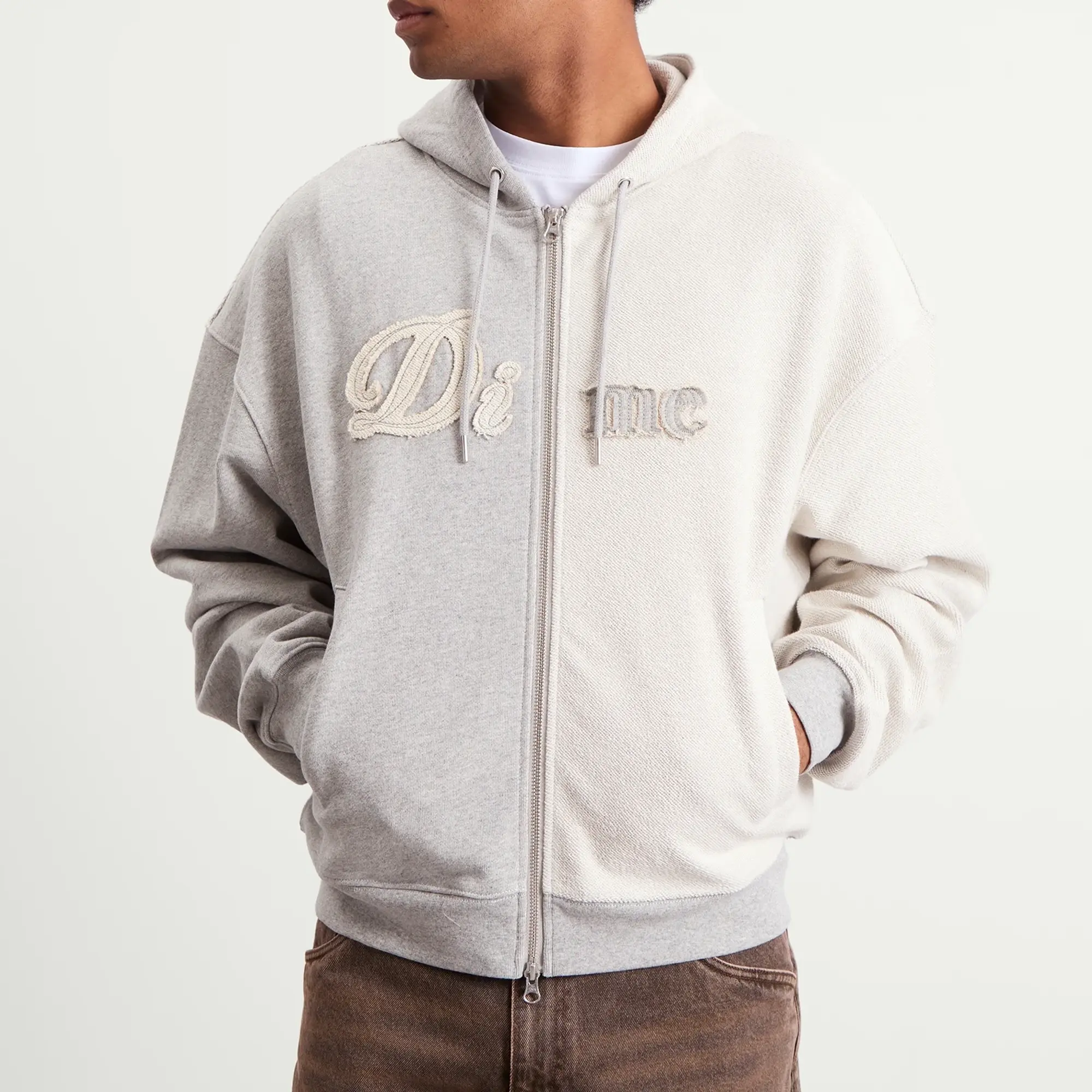 Dime Men's Reverse French Terry Zip Hoodie Heather Grey
