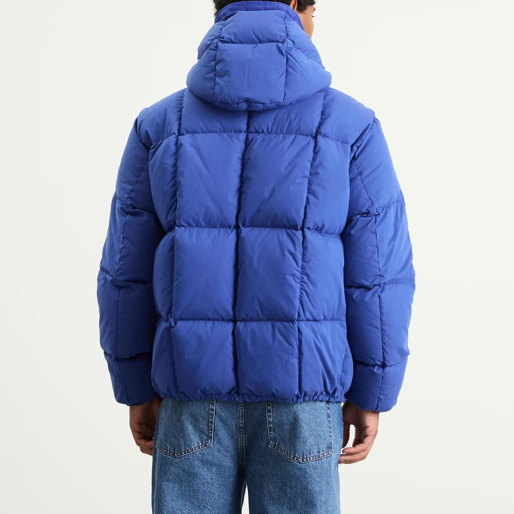 Stone Island Men's Marina Cotton Nylon Tela Down Jacket Bright Blue