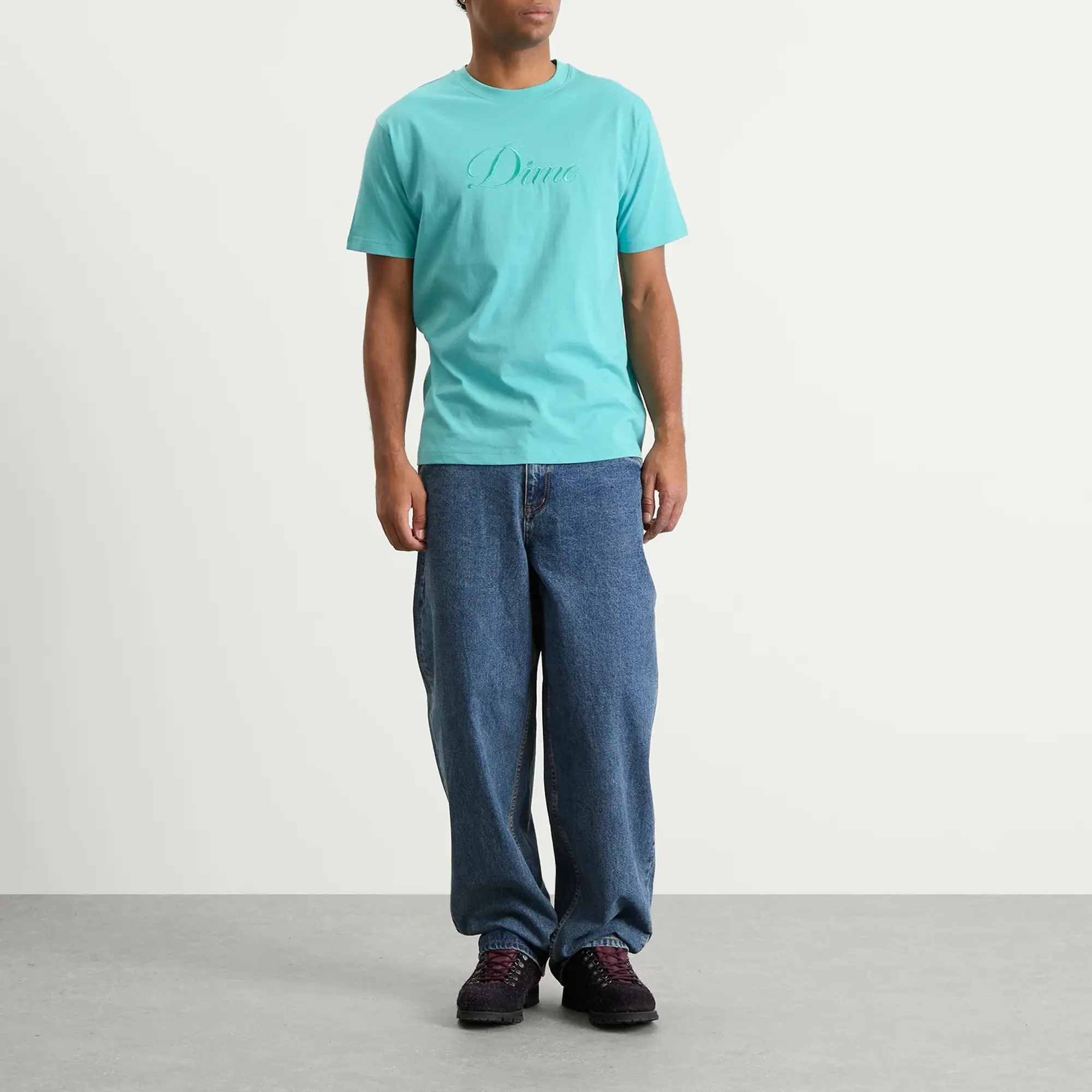 Dime Men's Cursive T-Shirt Vintage Teal