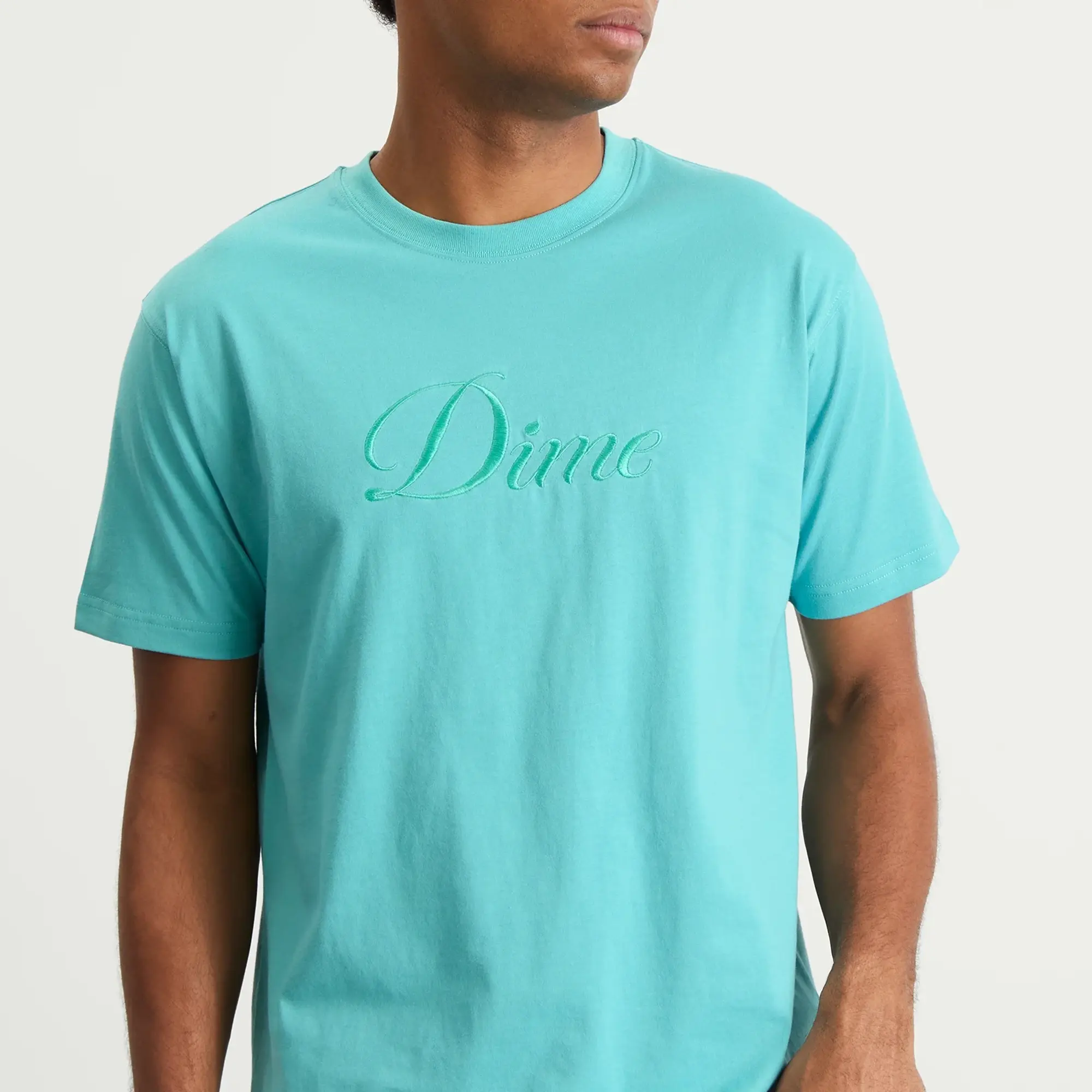 Dime Men's Cursive T-Shirt Vintage Teal