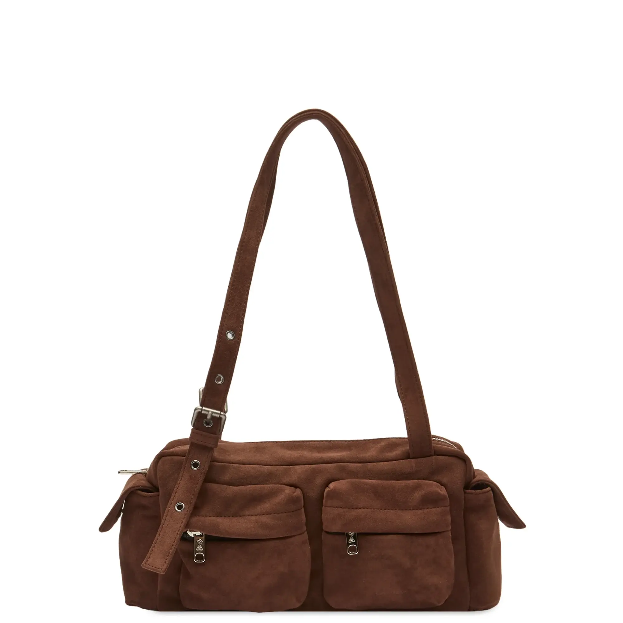 SAMO ONDOH Women's Pocket Utility Shoulder Bag - Medium Suede Brown