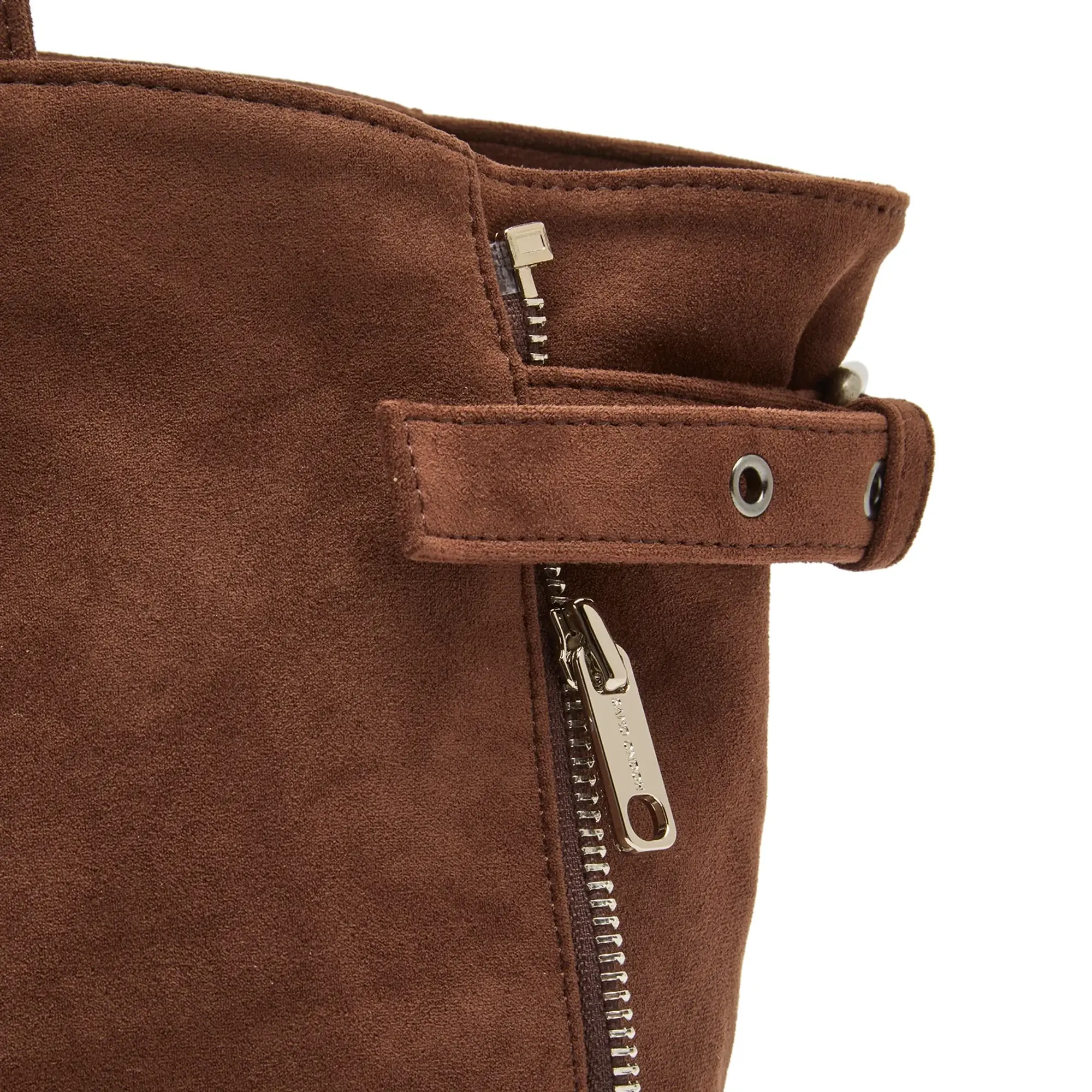 SAMO ONDOH Women's Zipper Shopper Shoulder Bag Suede Brown