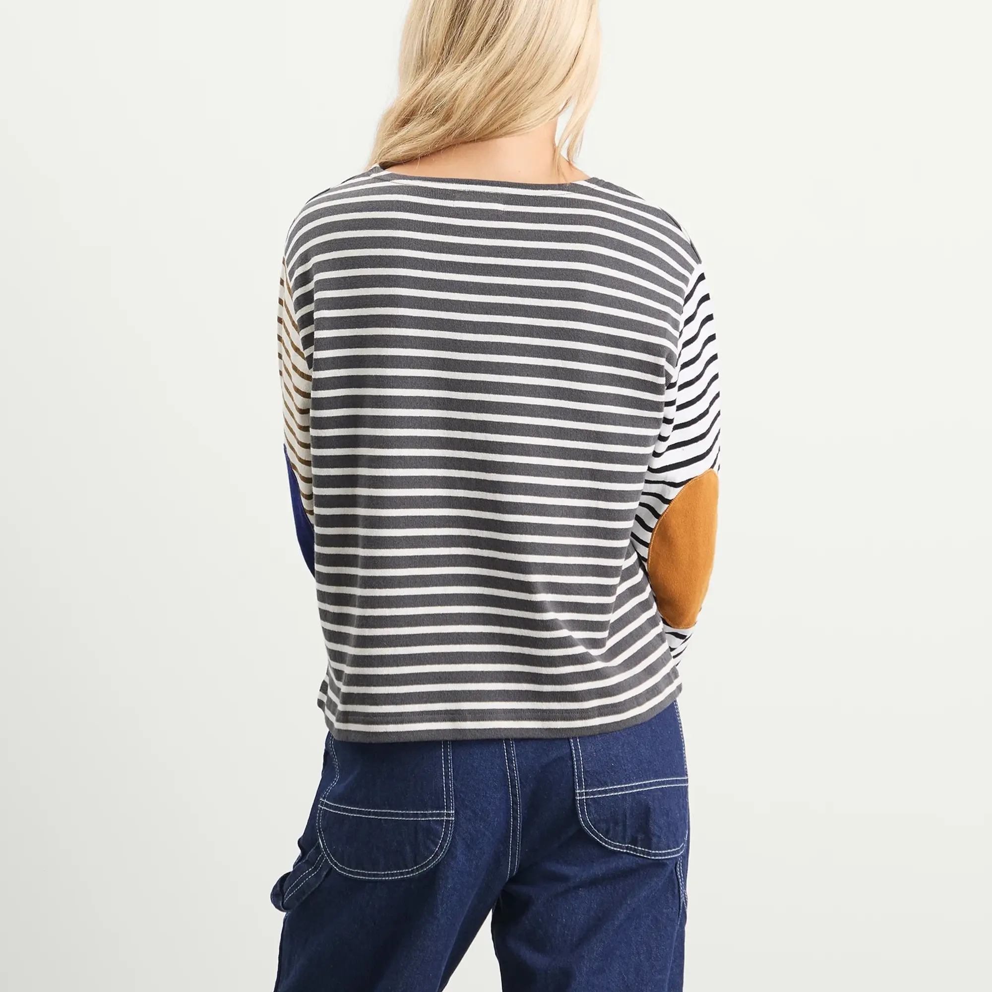 Beams Boy Women's Elbow Patch Basque Long Sleeve T-Shirt Multi