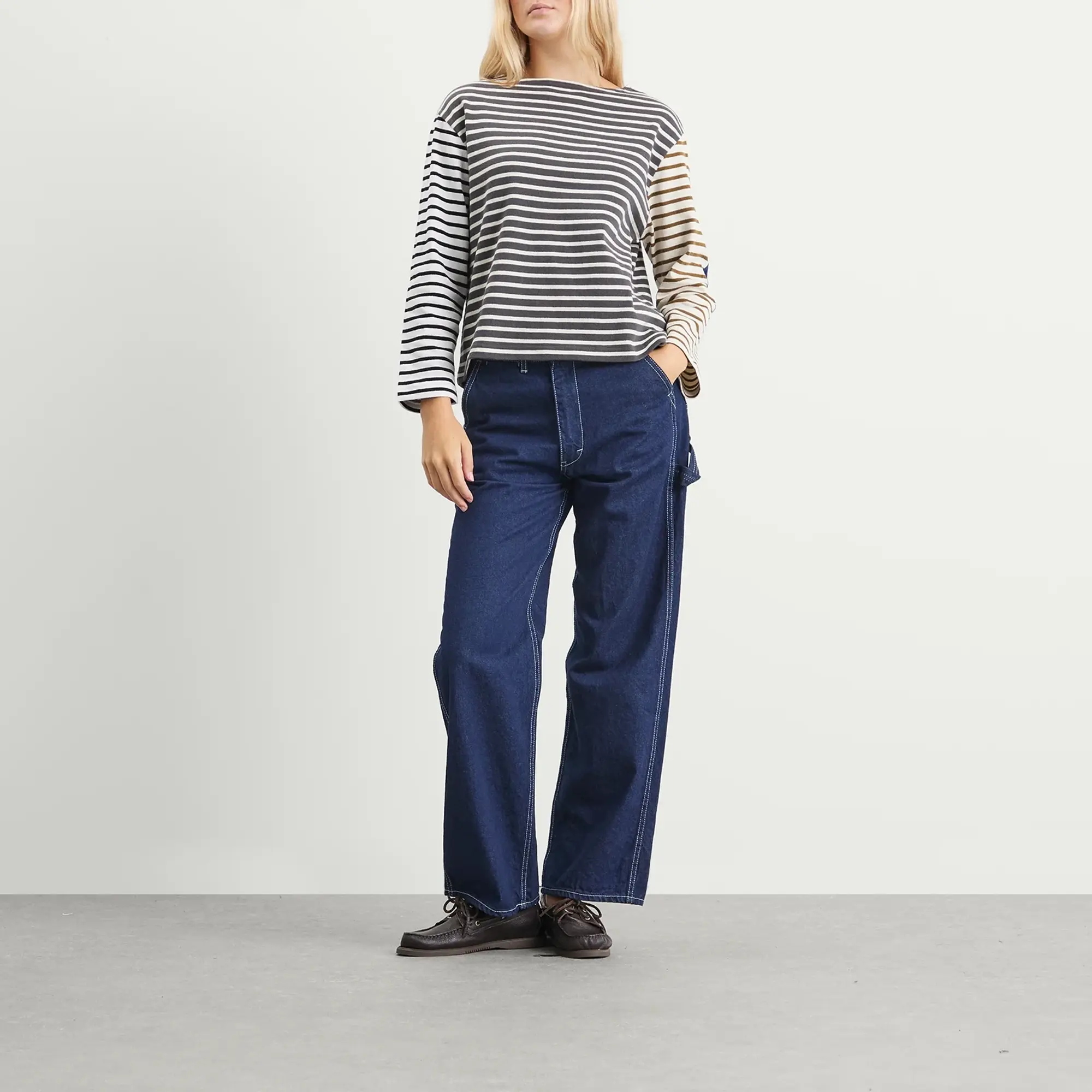 Beams Boy Women's Elbow Patch Basque Long Sleeve T-Shirt Multi