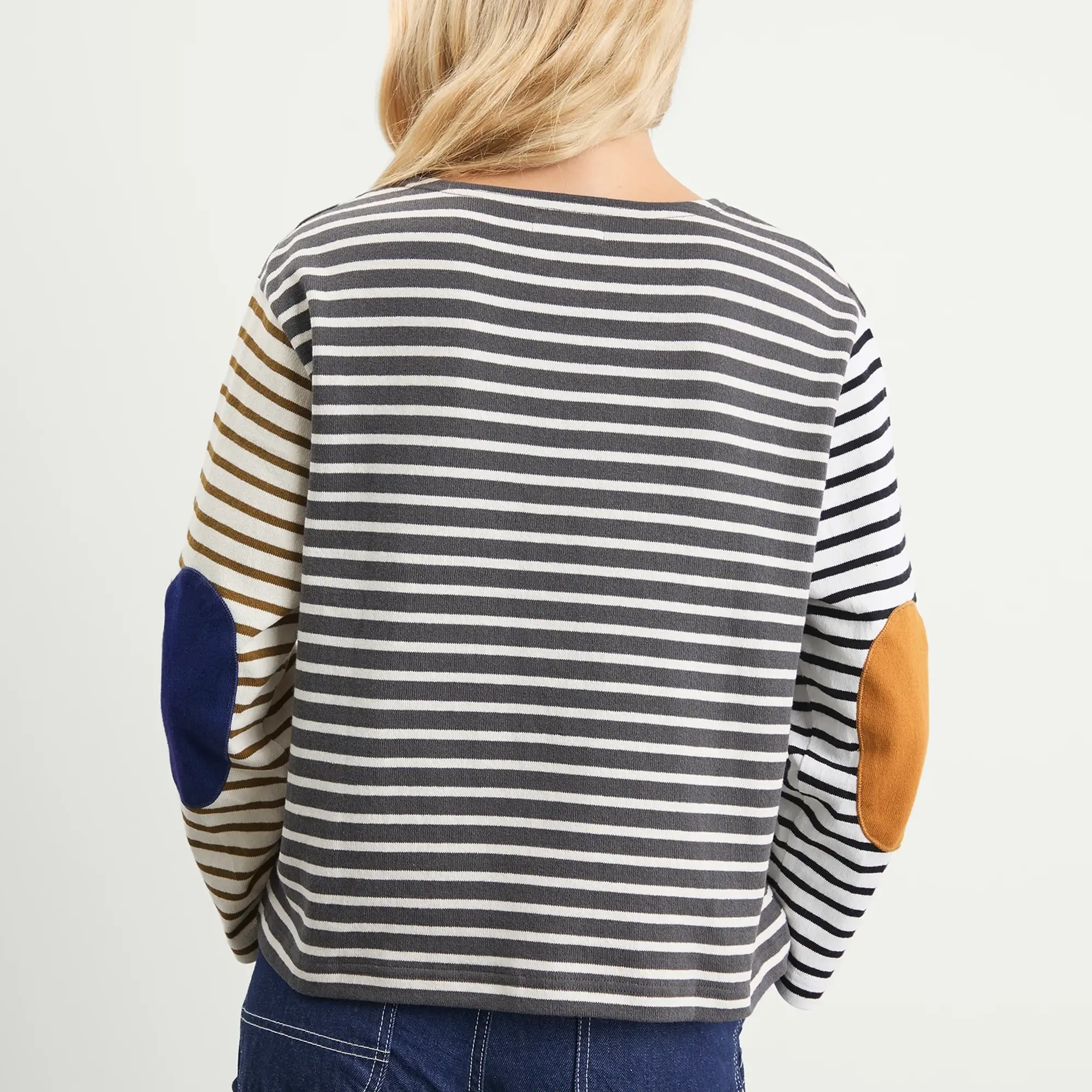 Beams Boy Women's Elbow Patch Basque Long Sleeve T-Shirt Multi