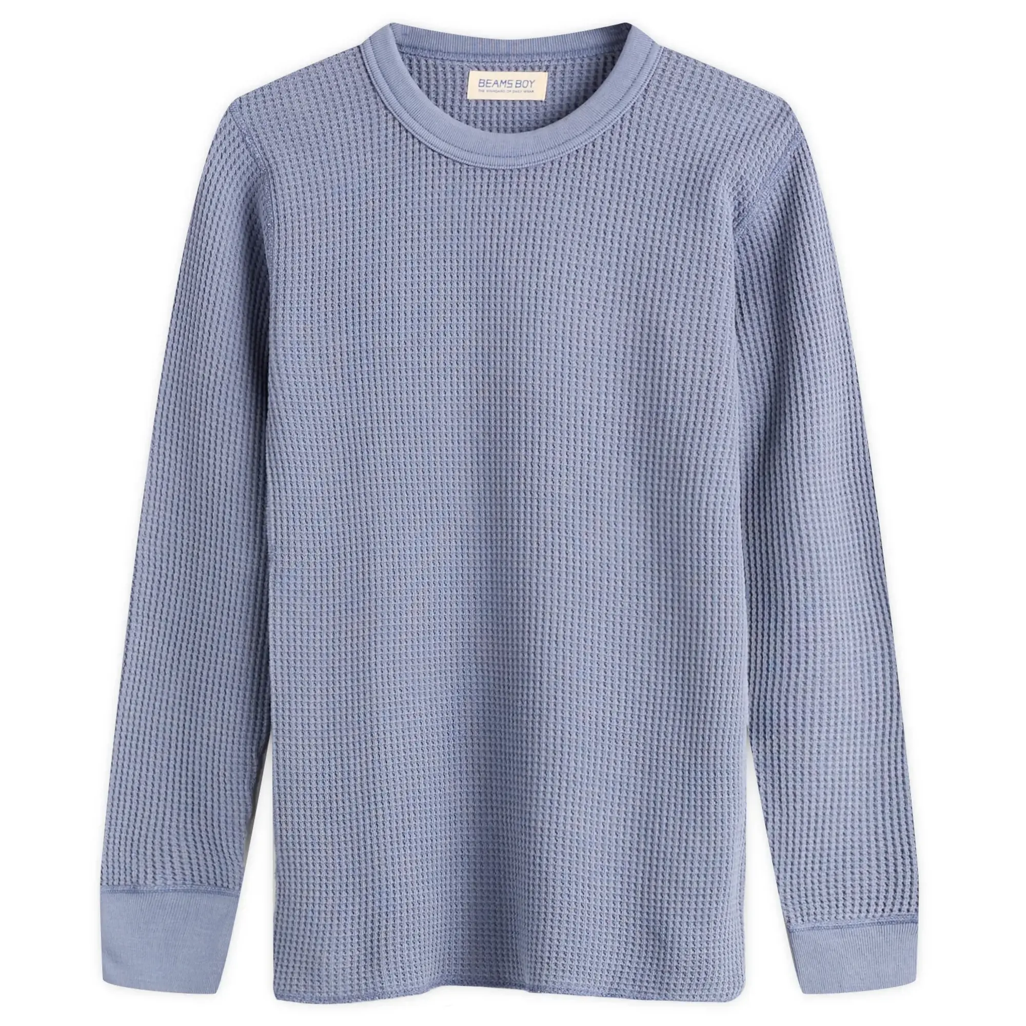 Beams Boy Women's Cotton Thermal Crew Long Sleeve T-Shirt Blue