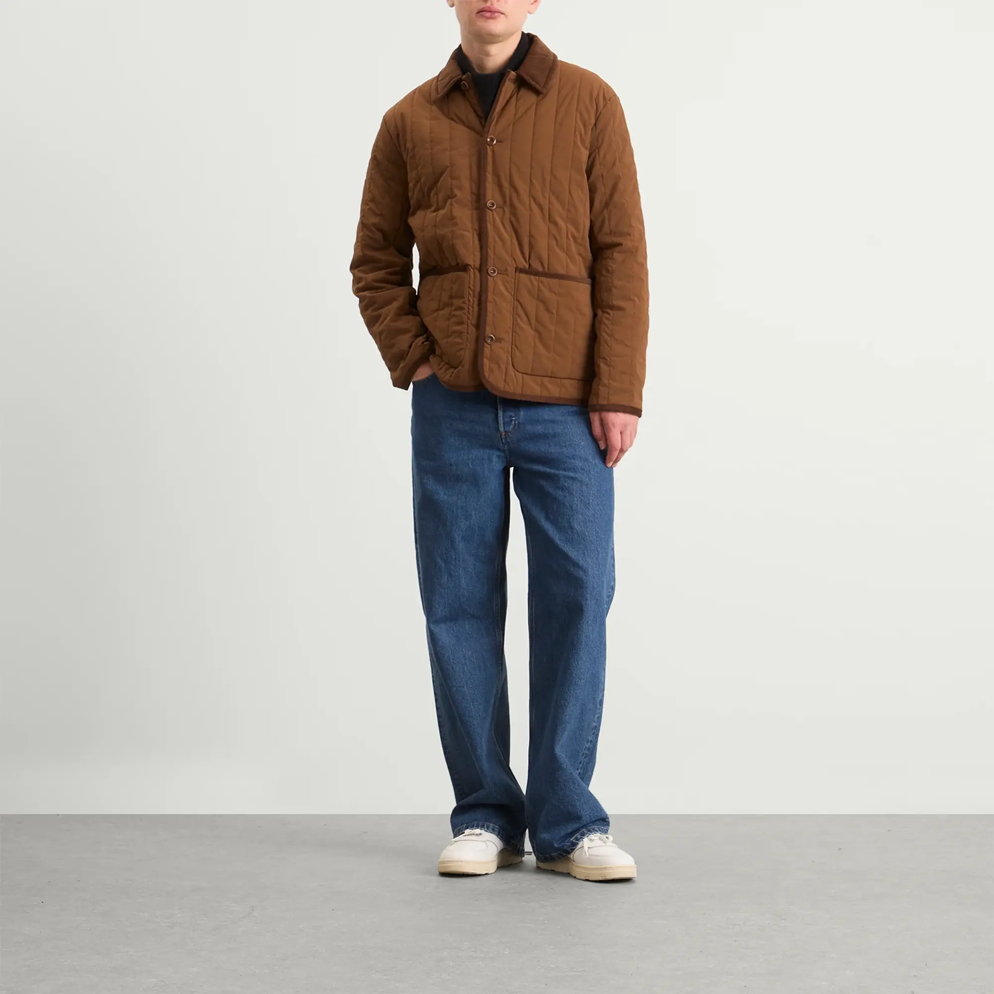 A.P.C. Men's Leone Technical Canvas Quilted Jacket Brown
