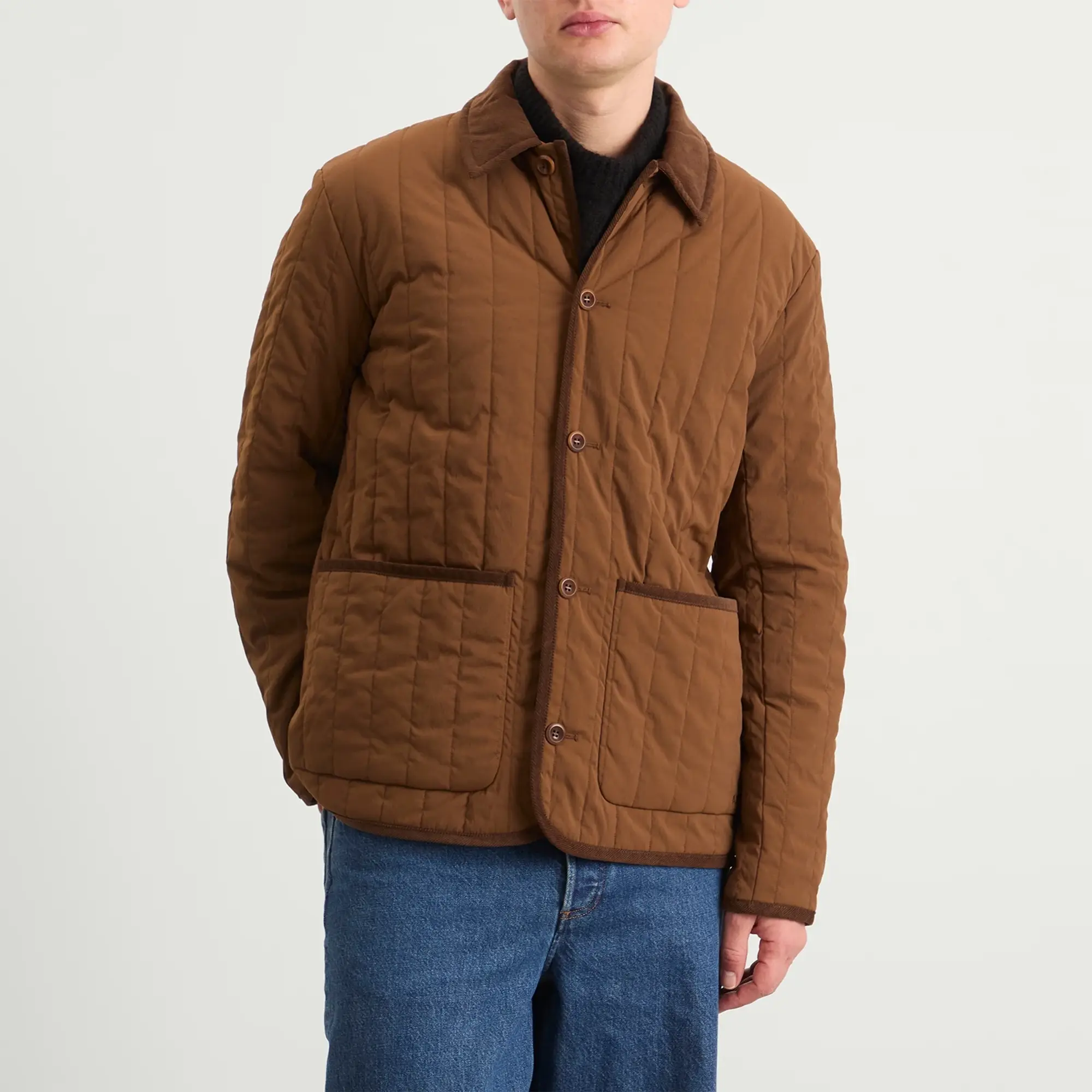 A.P.C. Men's Leone Technical Canvas Quilted Jacket Brown
