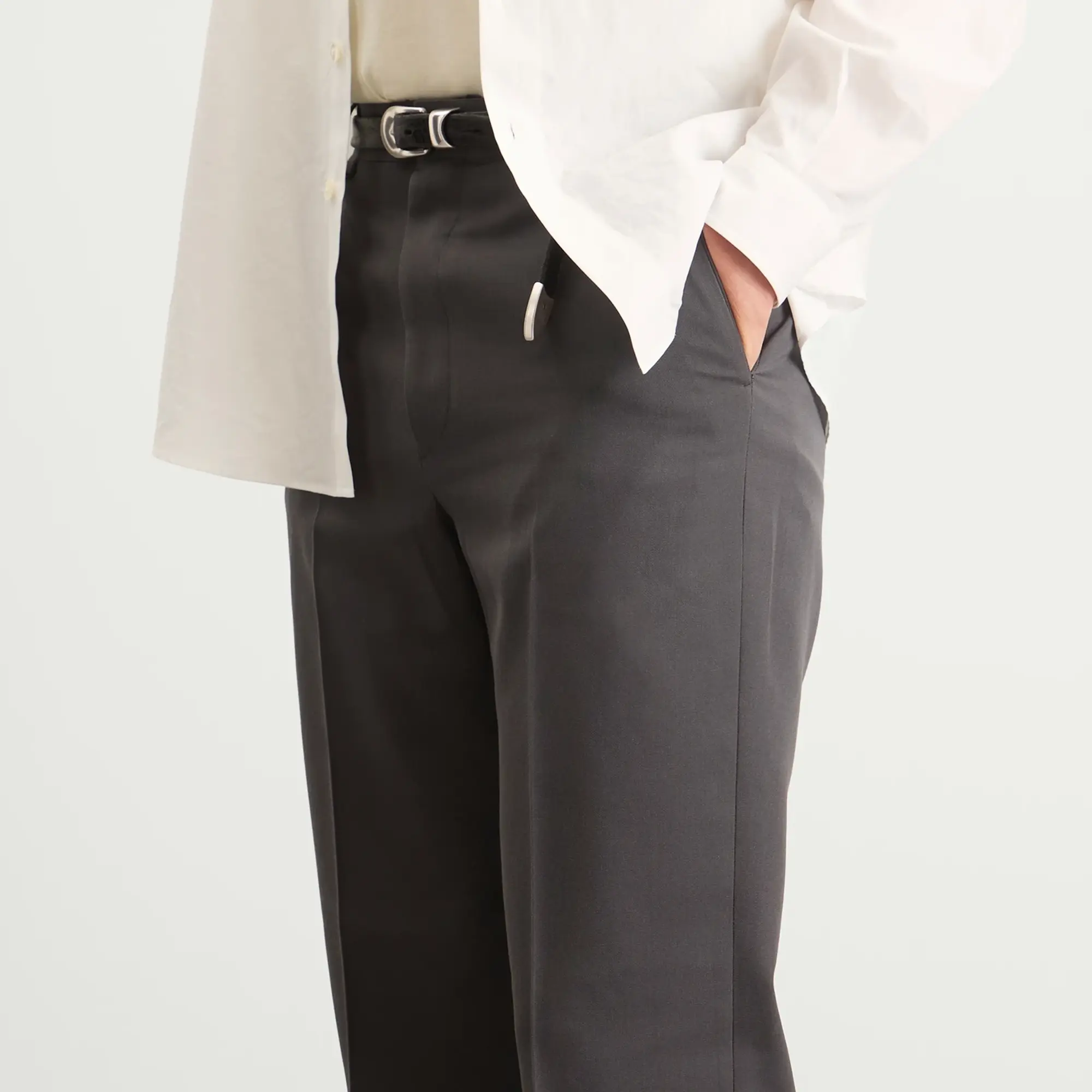 Auralee Men's *Light Wool Max Gabardine Slacks Dark Grey