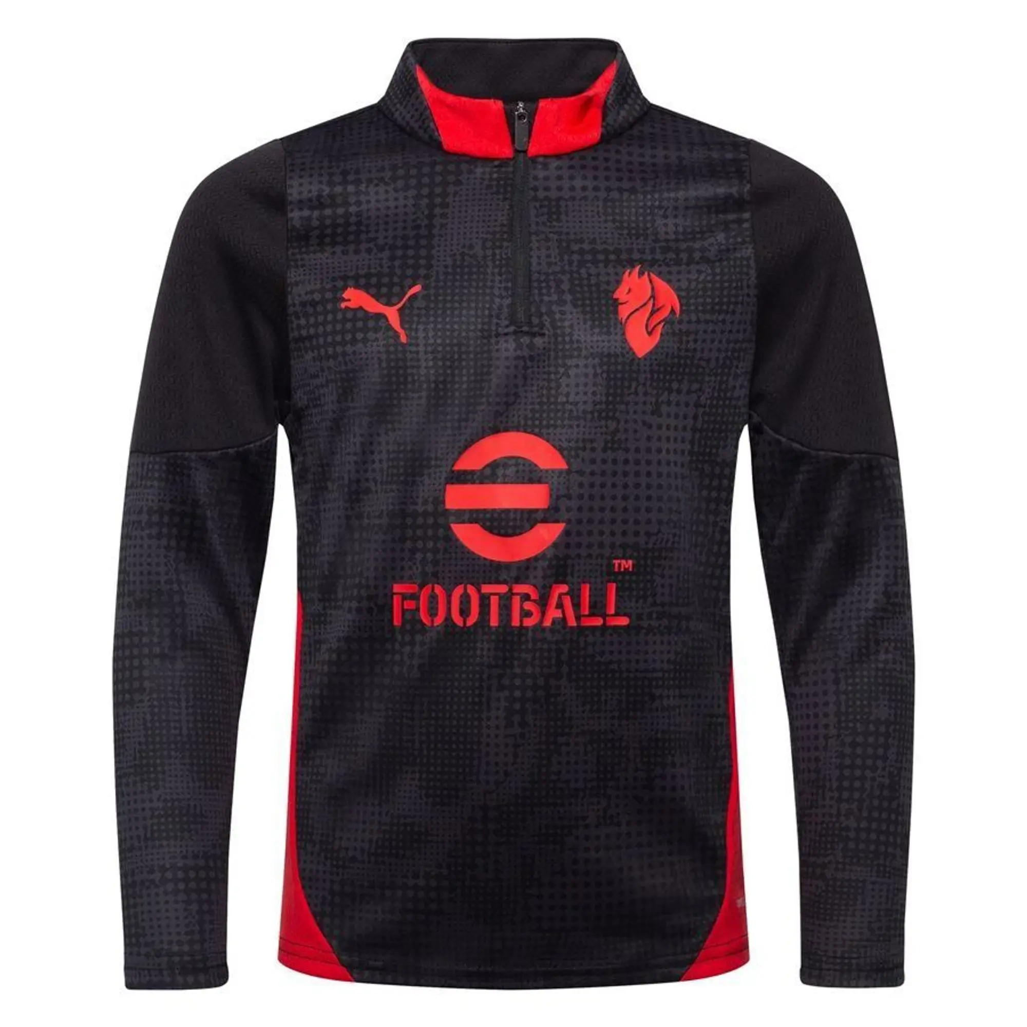 PUMA AC Milan Training Quarter-Zip Top Shirt Youth, Black/For All Time Red