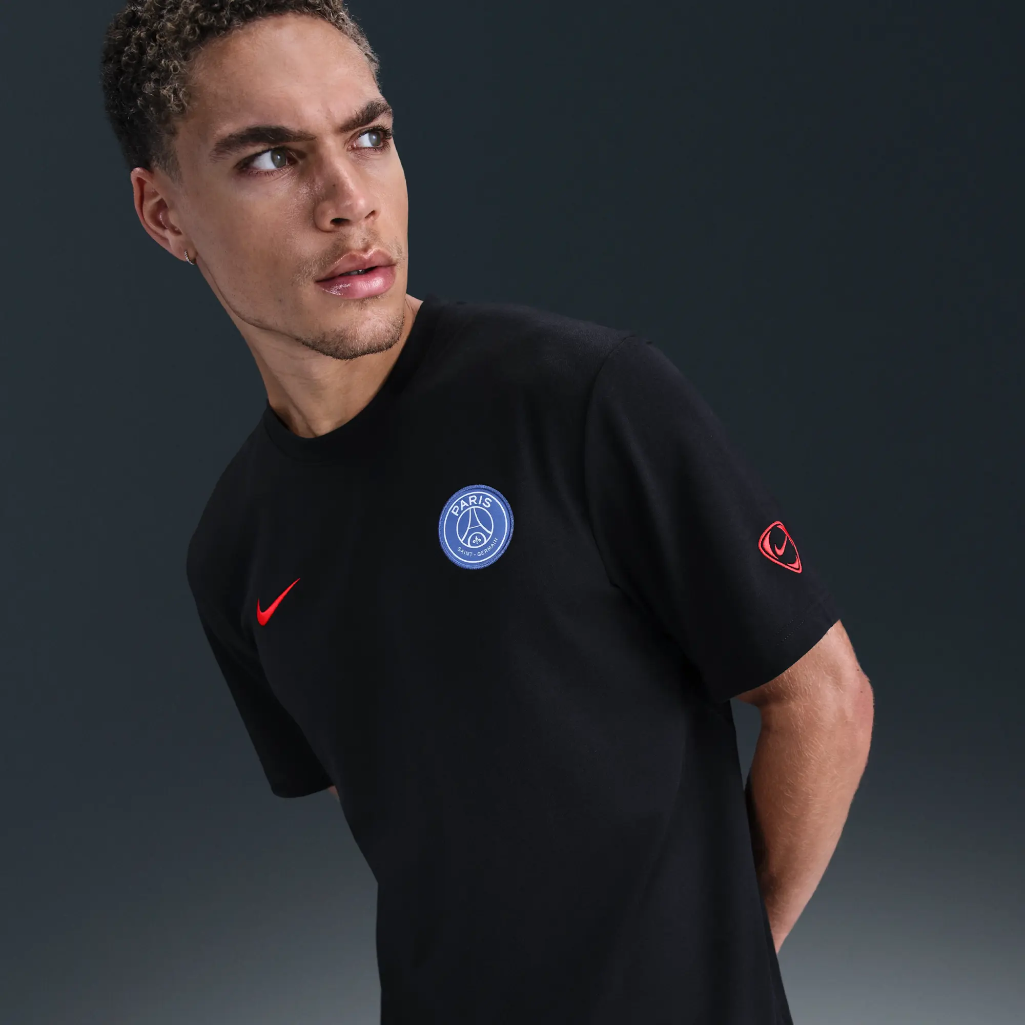 Paris Saint-Germain Primary Third Men's Nike Dri-FIT Total 90 Football Short-Sleeve Top - Black - Cotton/Polyester