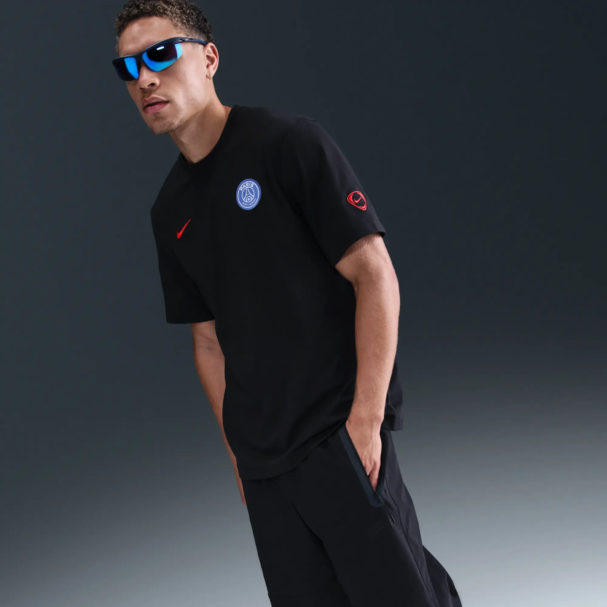 Paris Saint-Germain Primary Third Men's Nike Dri-FIT Total 90 Football Short-Sleeve Top - Black - Cotton/Polyester