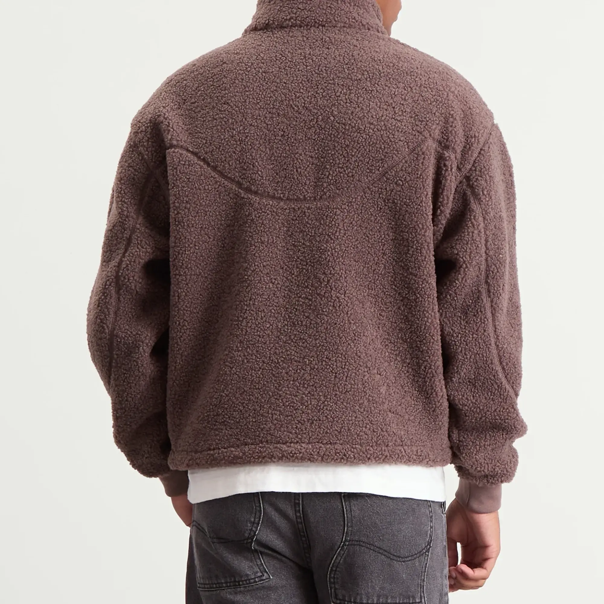 Dime Men's Polar Fleece Sherpa Zip Jacket Mocha
