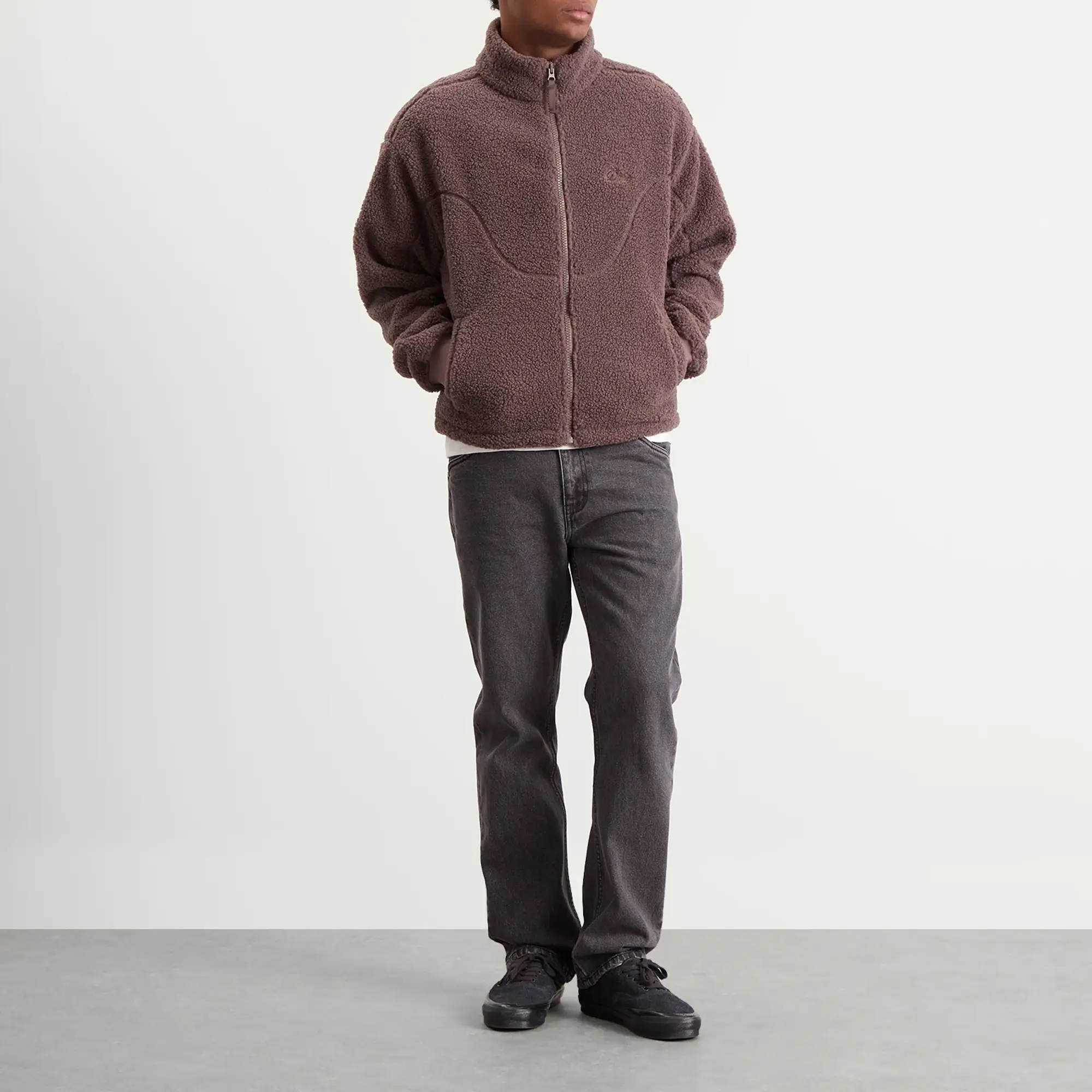 Dime Men's Polar Fleece Sherpa Zip Jacket Mocha