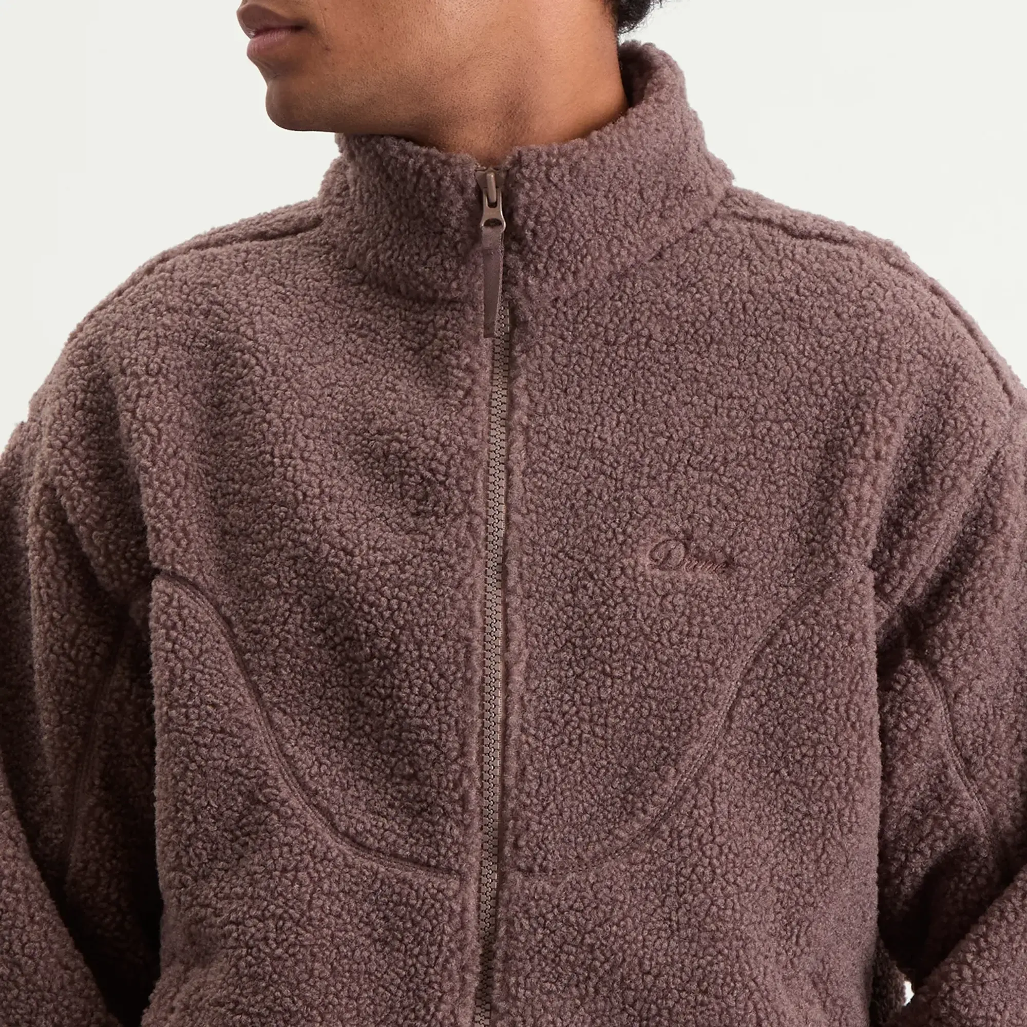 Dime Men's Polar Fleece Sherpa Zip Jacket Mocha