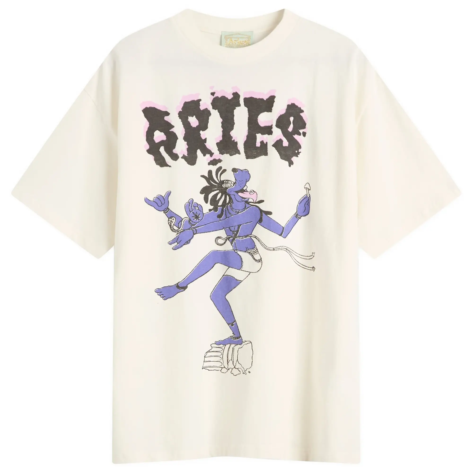 Aries Men's Faded The Destroyer T-Shirt Off White