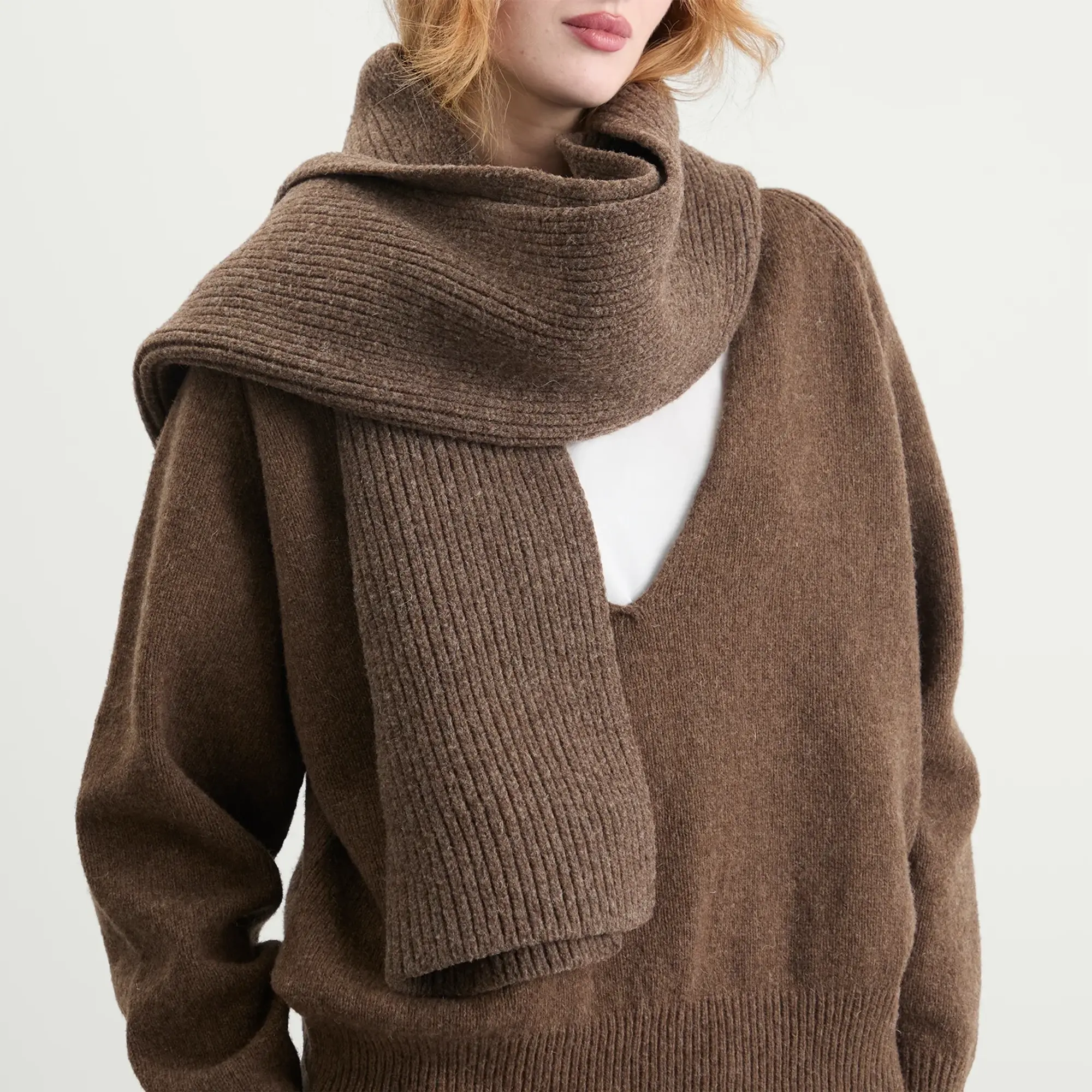 Baserange Women's Mea Merino Wool Scarf Burel Brown