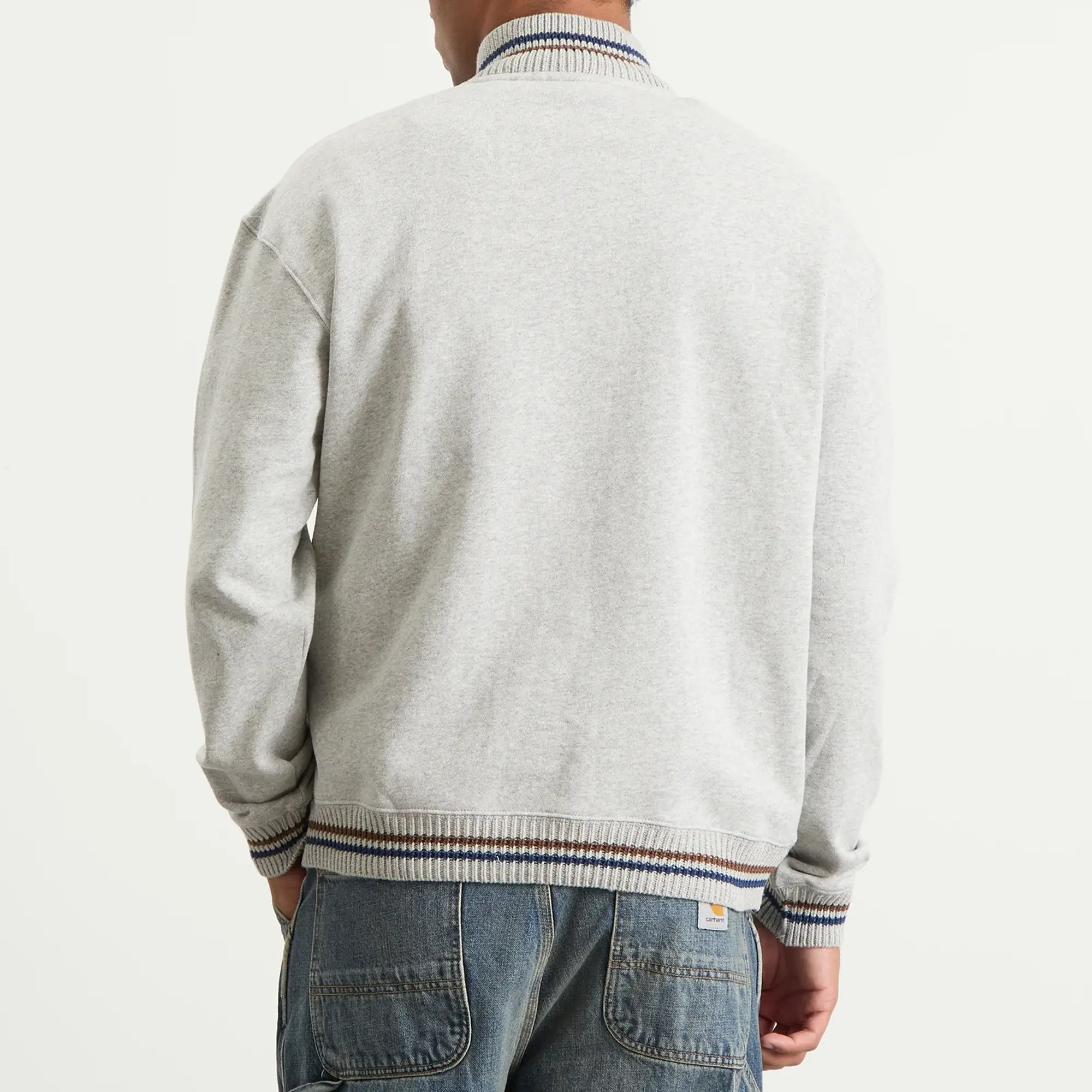 ICECREAM Men's Checker Running Dog Quarter Zip Sweatshirt Heather Grey