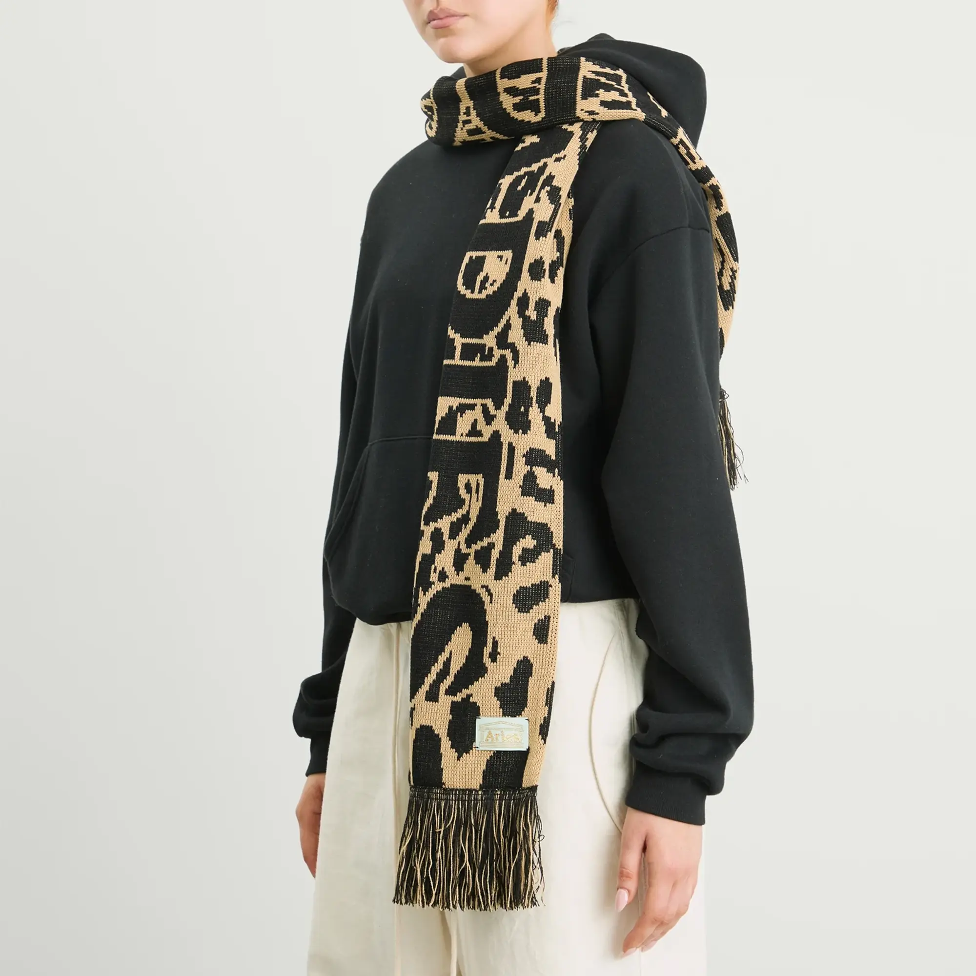 Aries Women's J'Adoro Aries Women's Leopard Scarf Beige