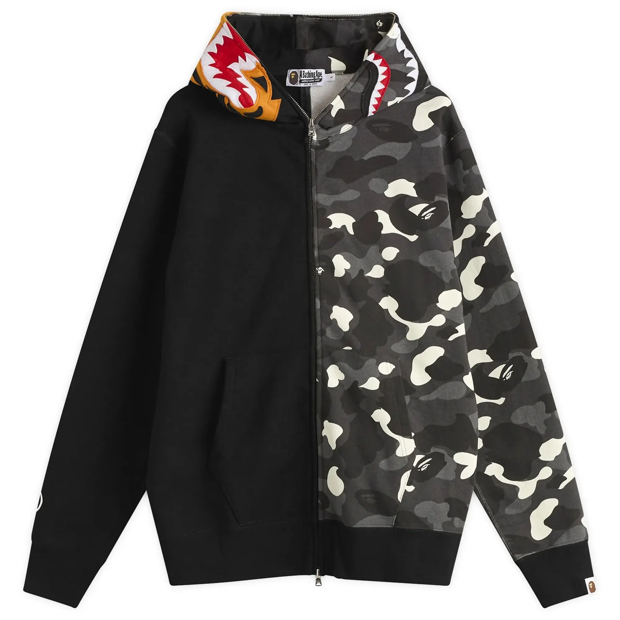 A Bathing Ape Men's City Camo Tiger Shark Zip Hoodie Black