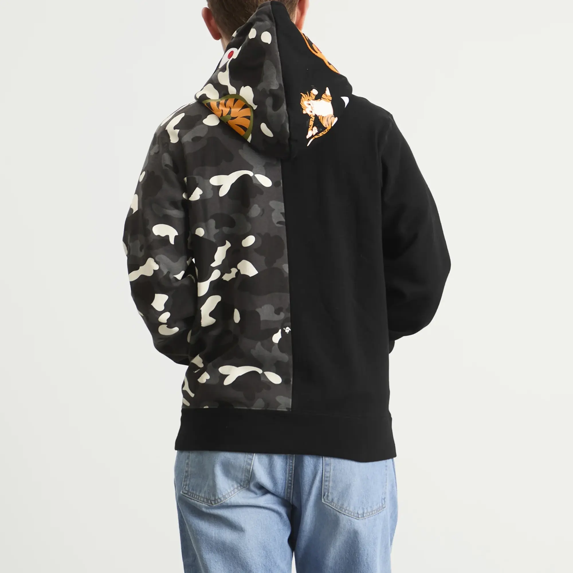 A Bathing Ape Men's City Camo Tiger Shark Zip Hoodie Black
