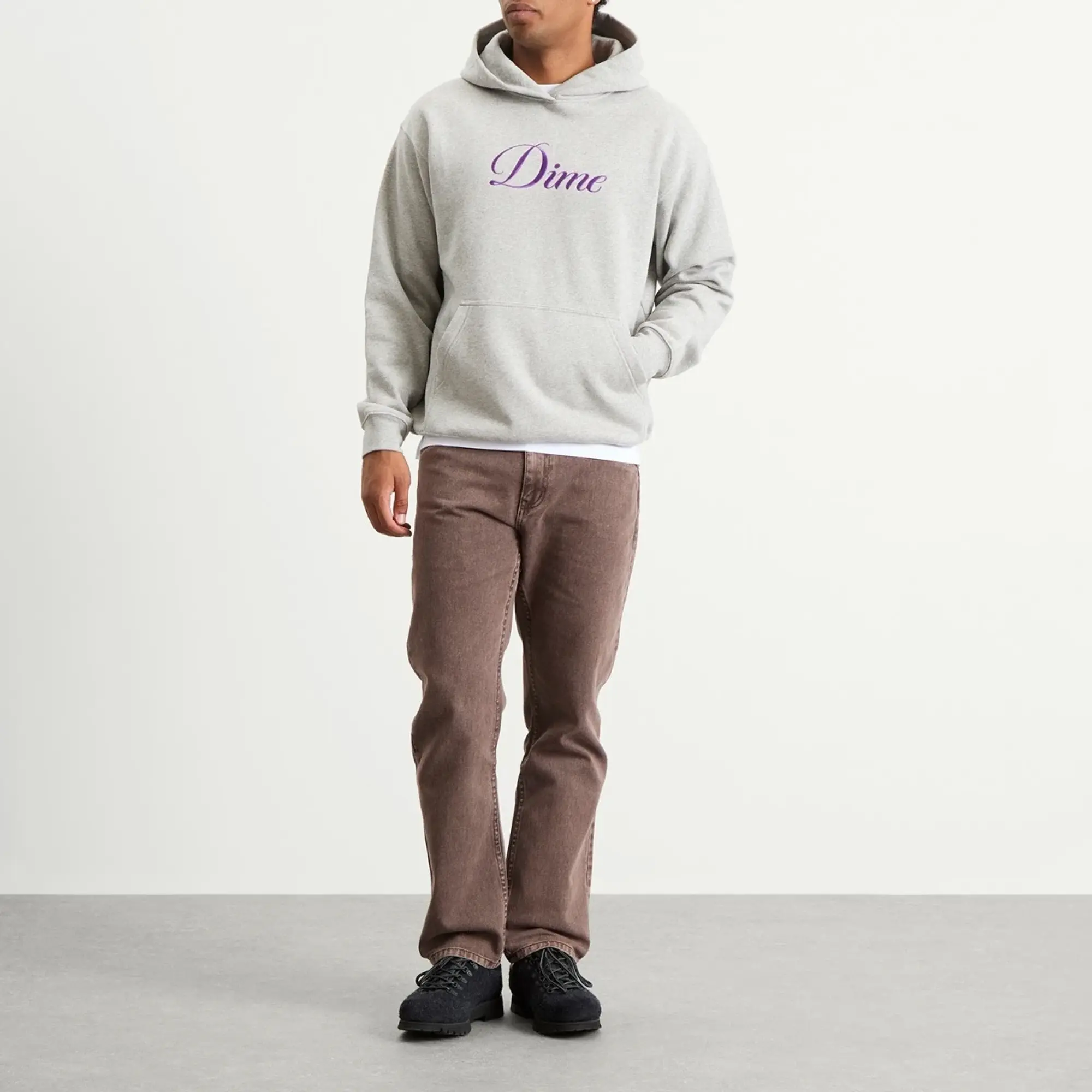 Dime Men's Cursive Hoodie Heather Grey