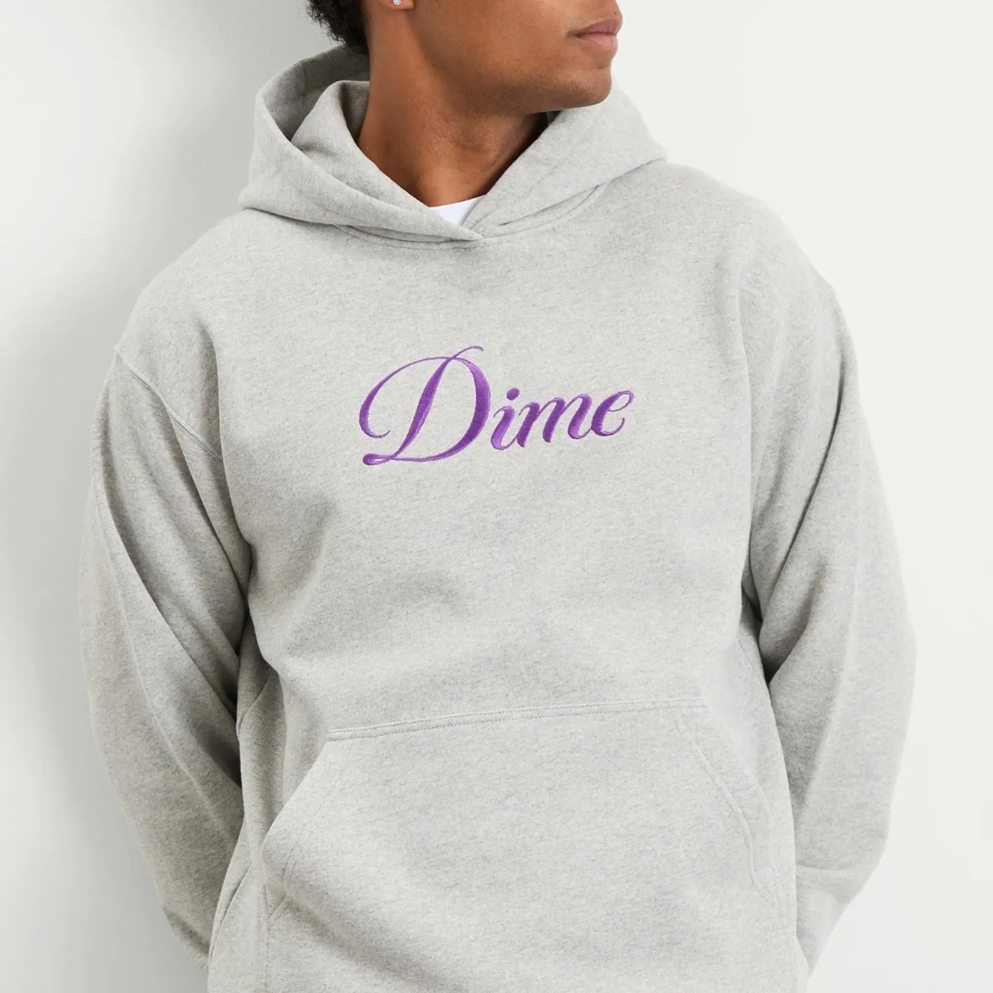 Dime Men's Cursive Hoodie Heather Grey