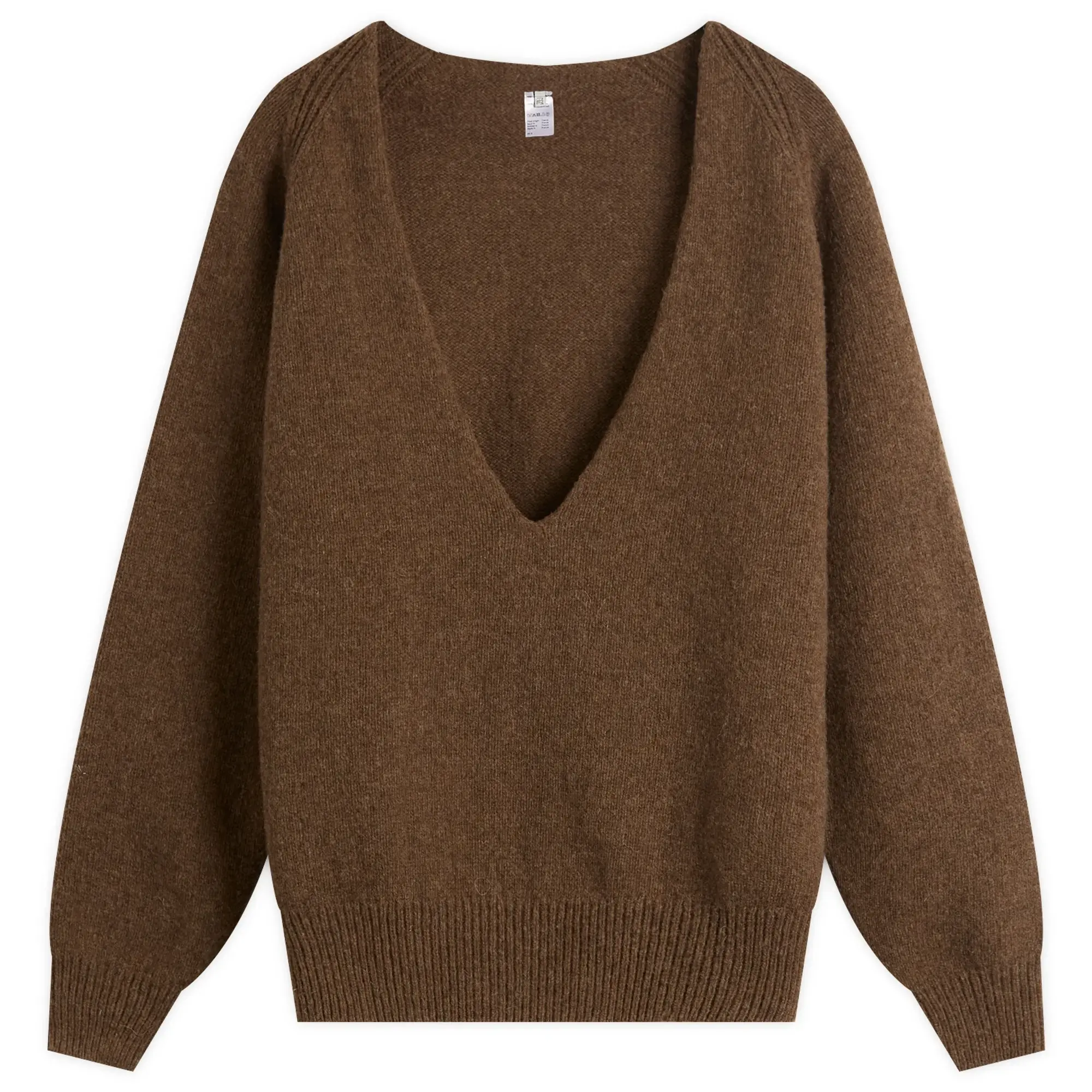 Baserange Women's Soar V Neck Merino Wool Jumper Burel Brown