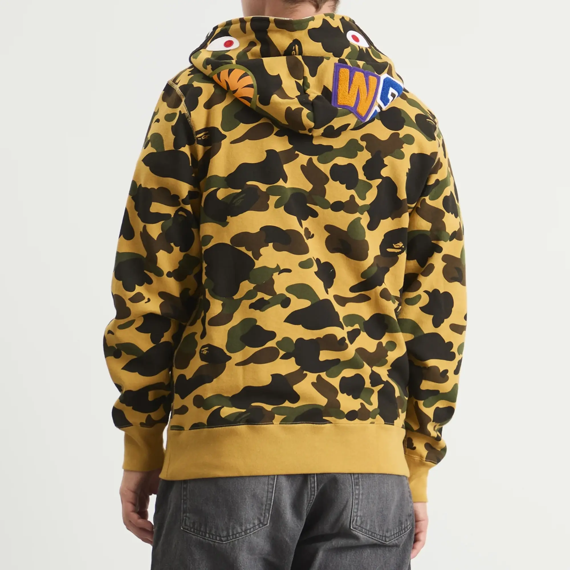 A Bathing Ape Men's 1st Camo Shark Zip Hoodie Yellow