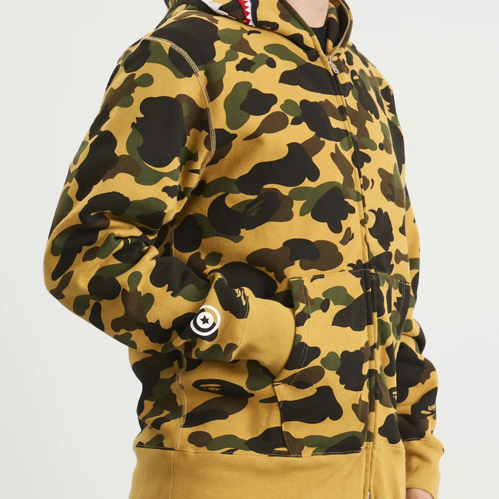 A Bathing Ape Men's 1st Camo Shark Zip Hoodie Yellow