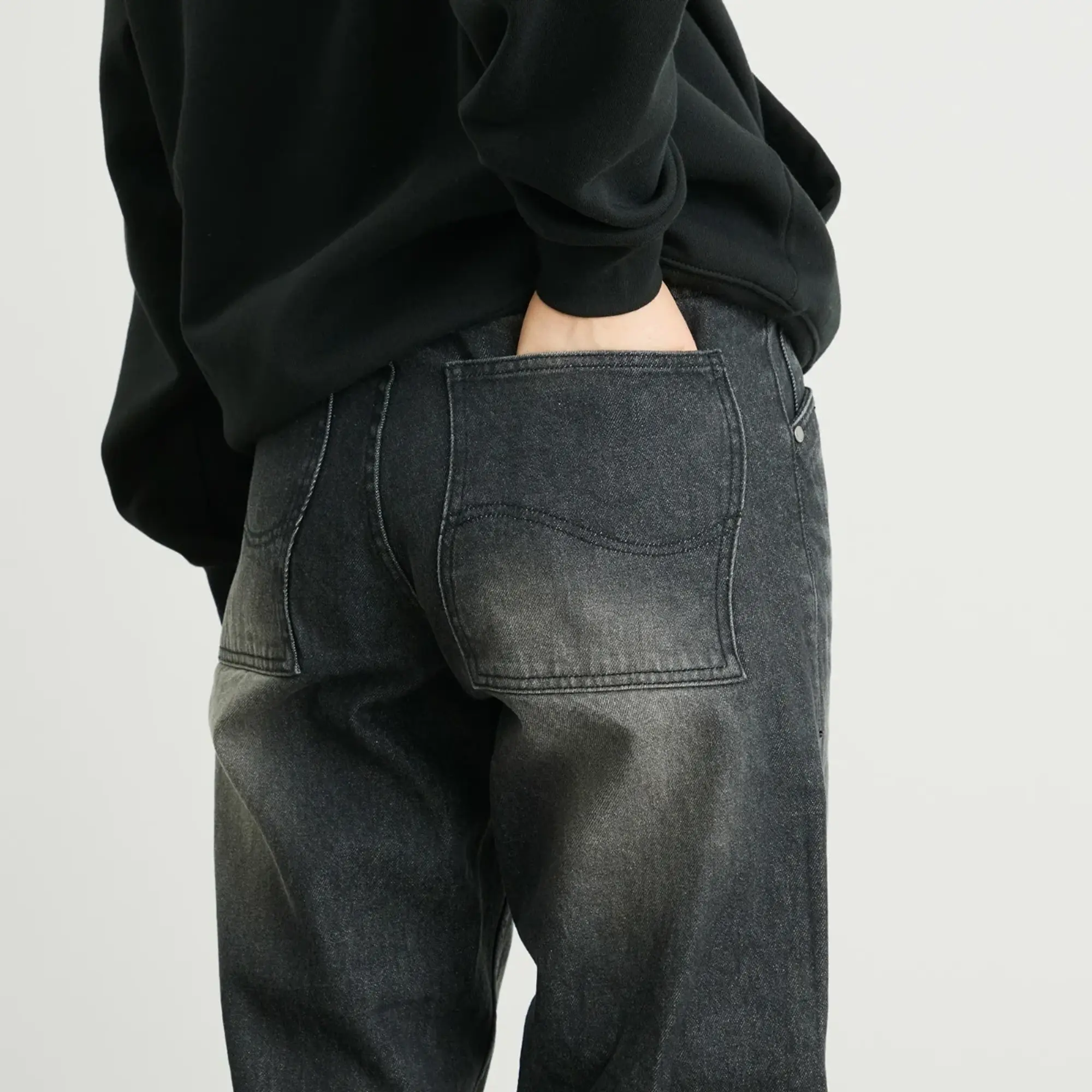 Dime Women's Relaxed Denim Pants Sandblasted Black