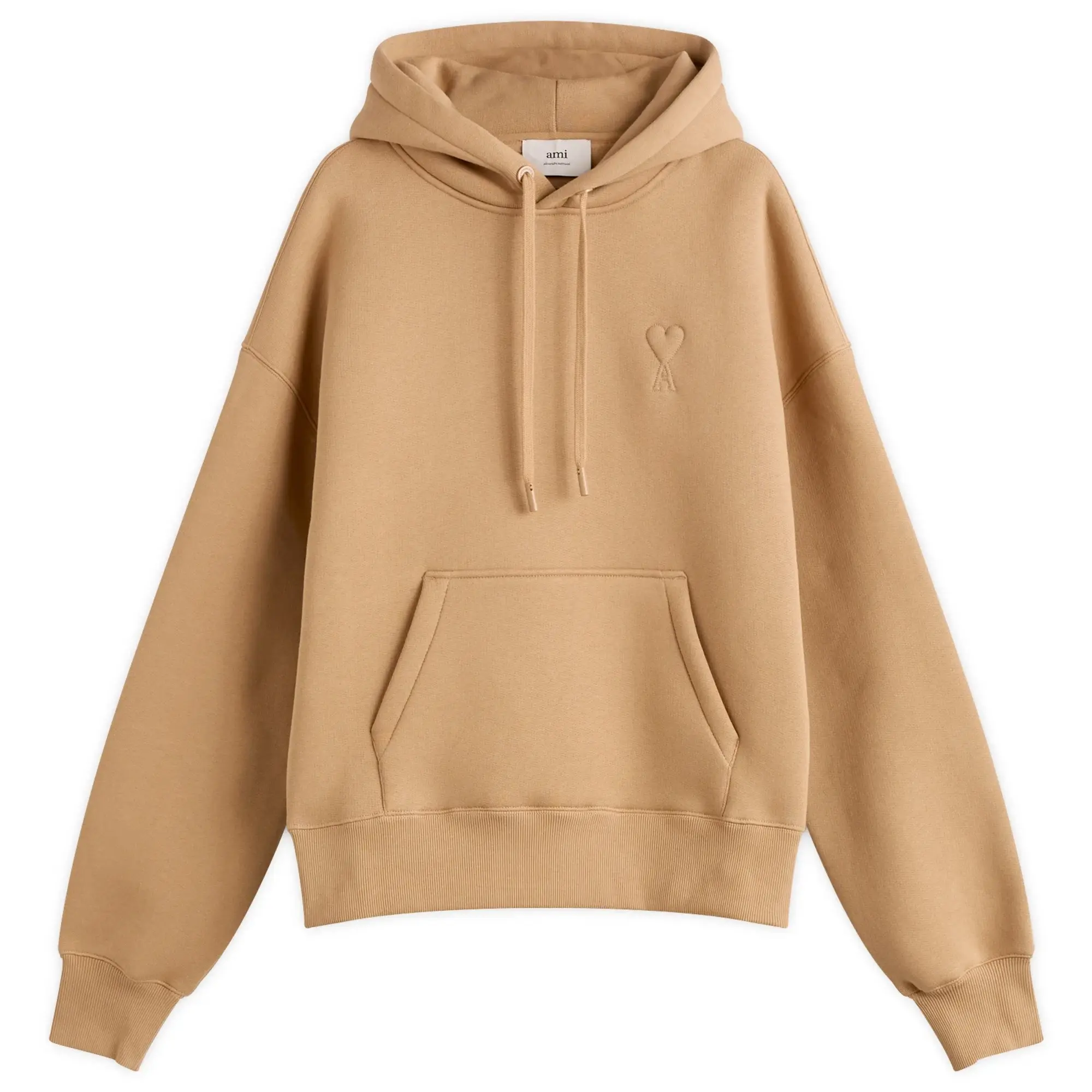 AMI Paris Men's Brushed Fleece Hoodie Big ADC Camel