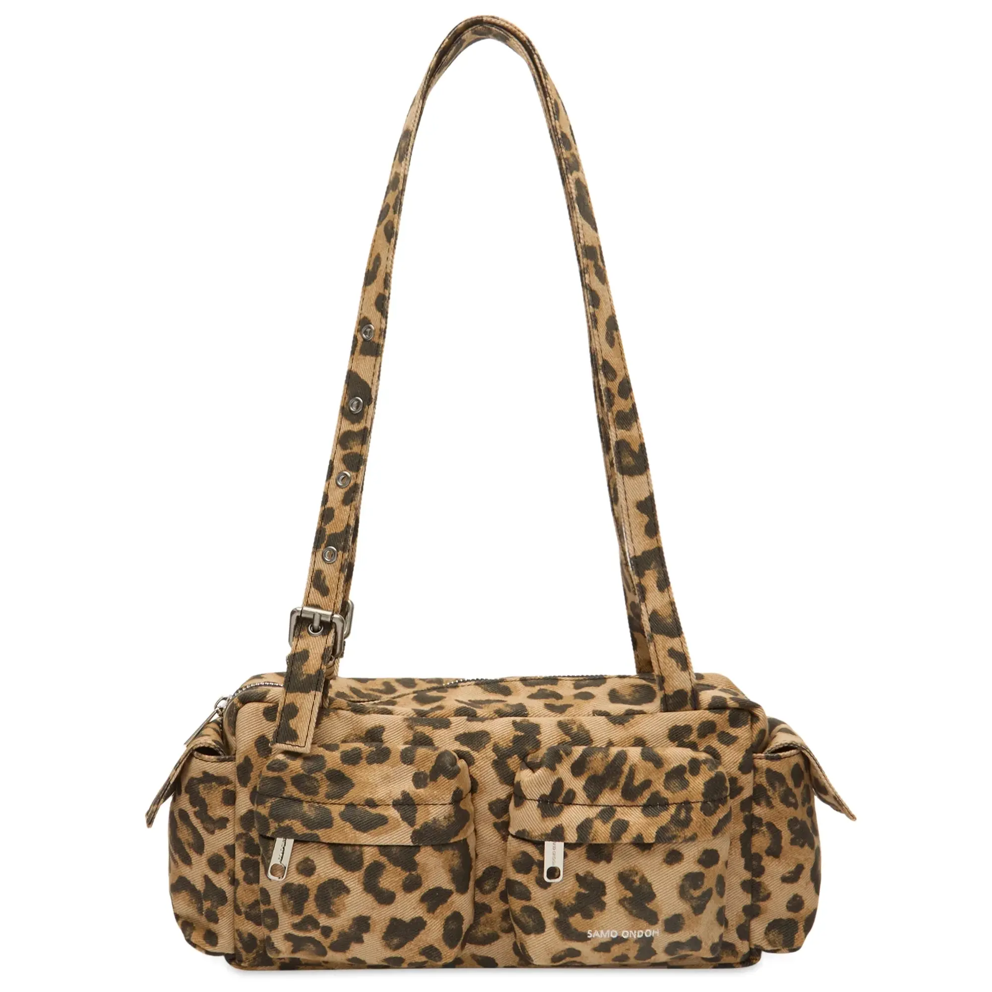 SAMO ONDOH Women's Pocket Utility Shoulder Bag - Medium Denim Leopard