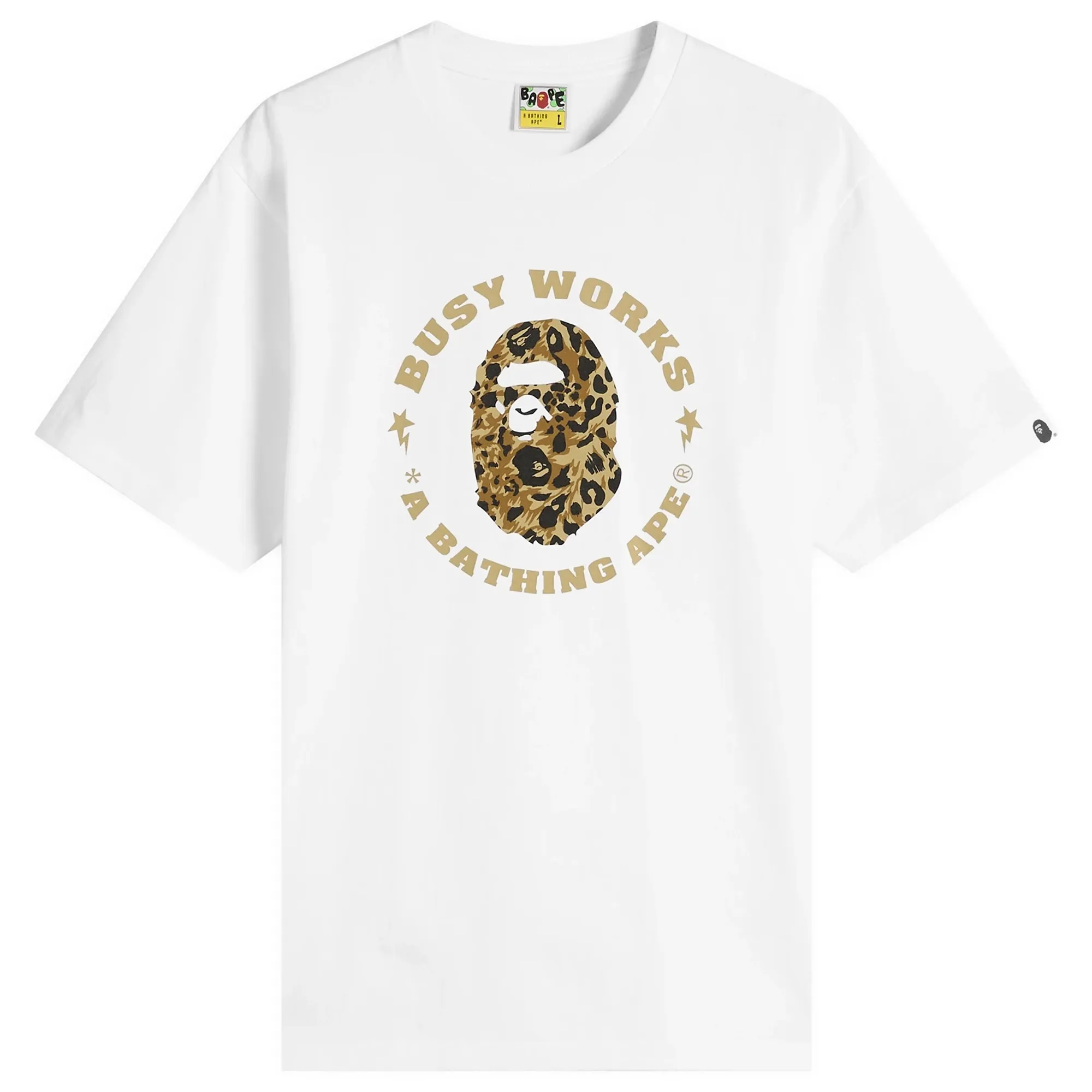 A Bathing Ape Men's Wild Leopard Busy Works Sta T-Shirt White