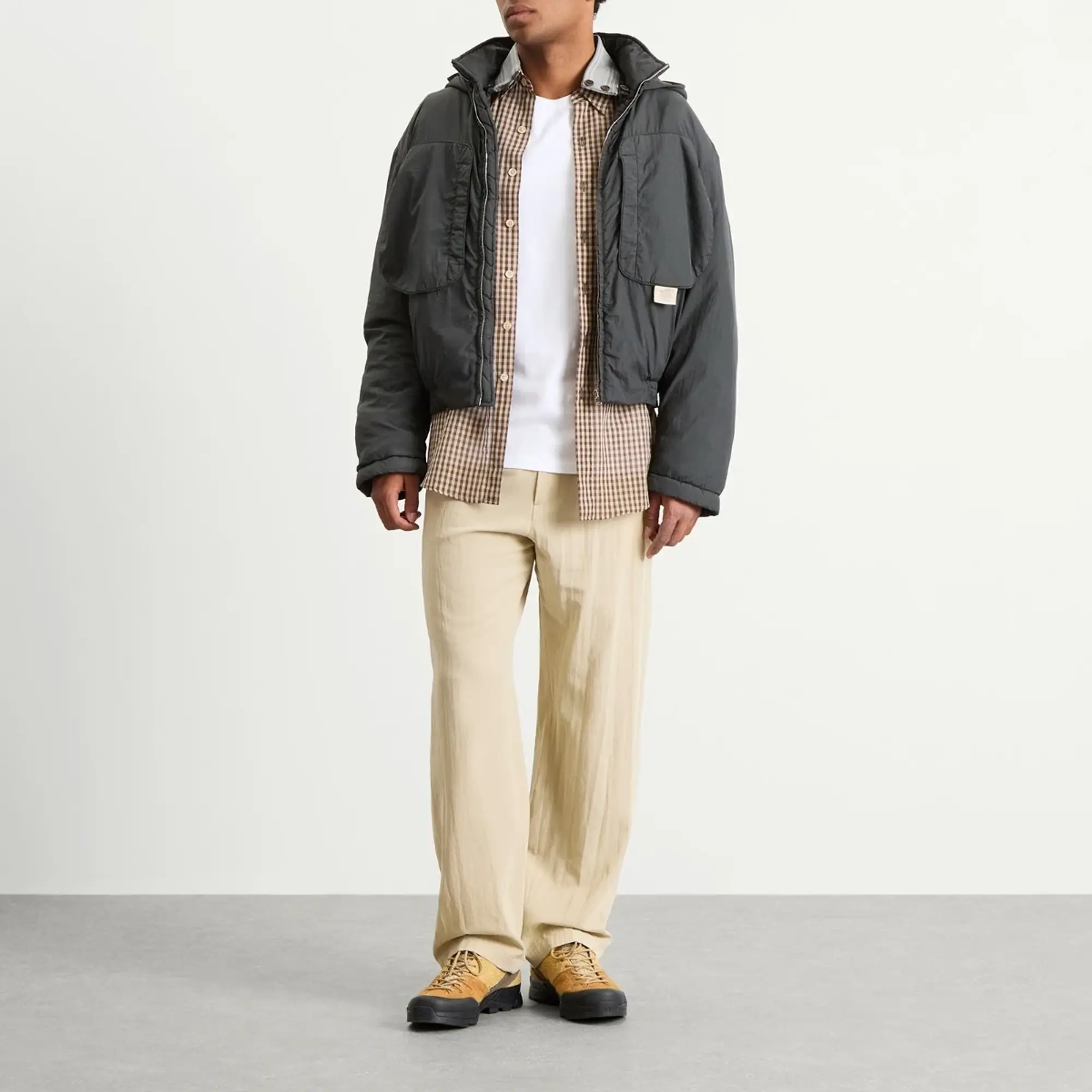 Ranra Men's Purs Padded Nylon Hoodie Jacket Peat