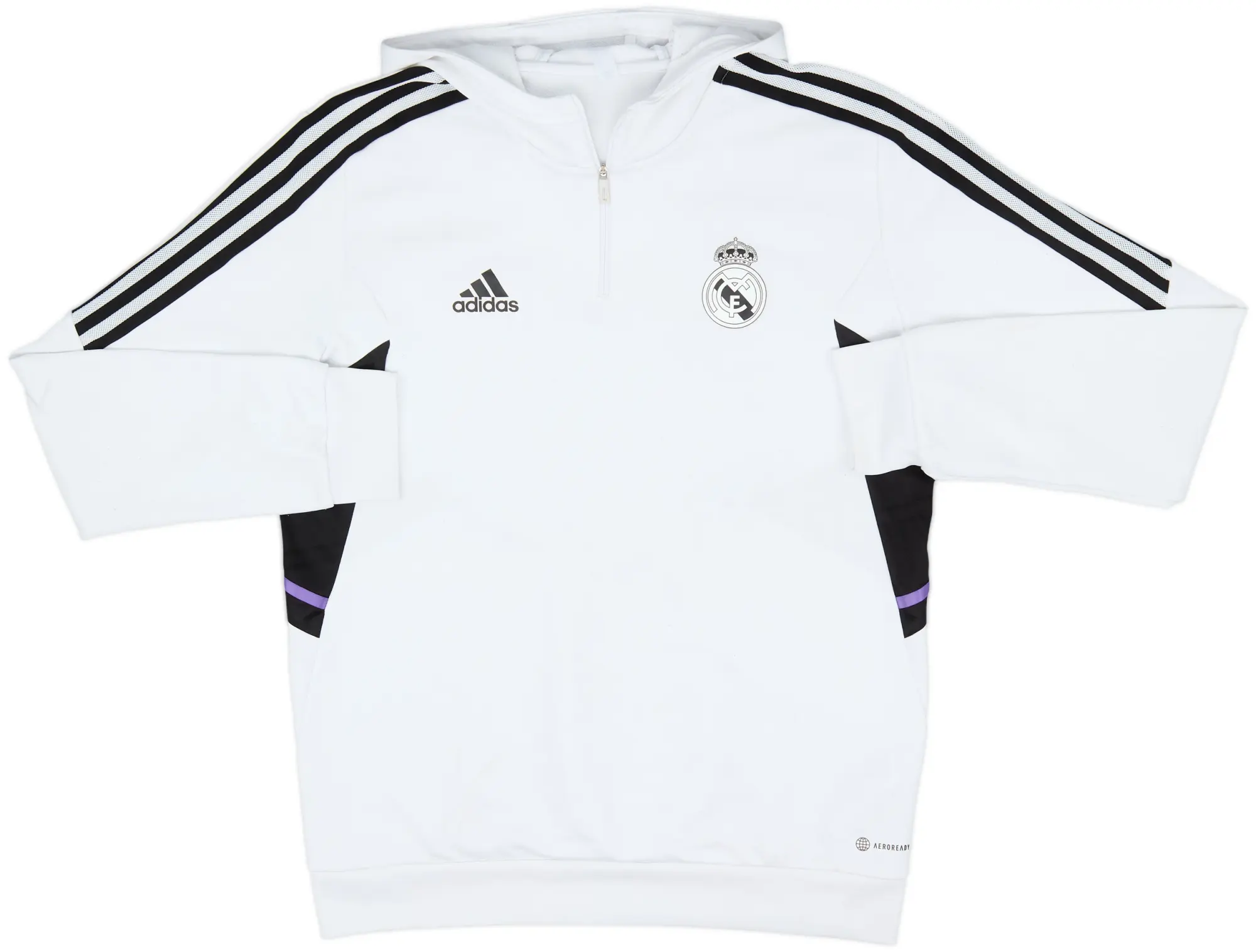 2022-23 Real Madrid adidas 1/4 Zip Hooded Top - 6/10 - (L)