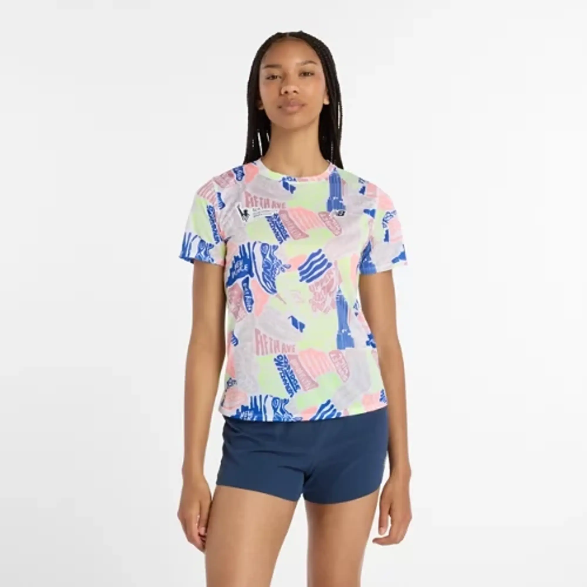 New Balance Women's NYC Marathon Athletics Printed T-Shirt Poly Knit