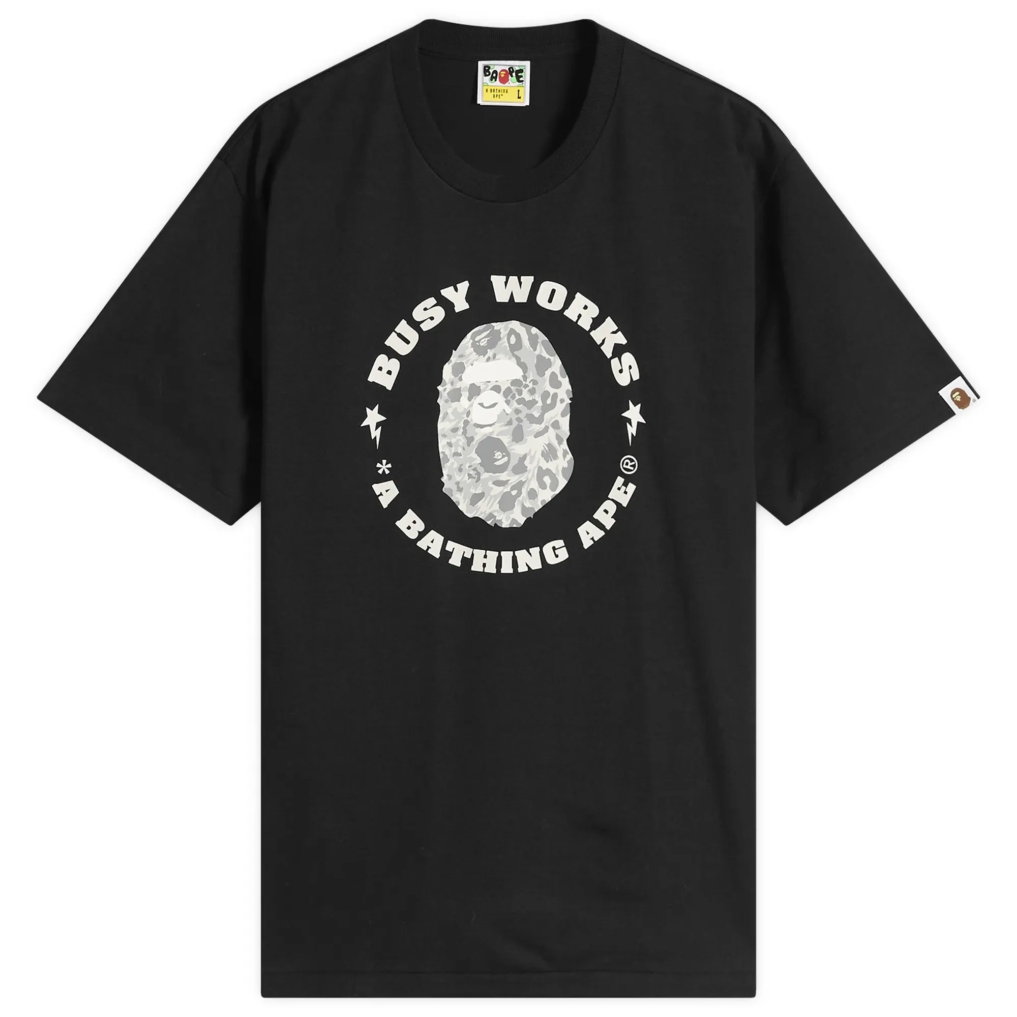A Bathing Ape Men's Wild Leopard Busy Works Sta T-Shirt Black