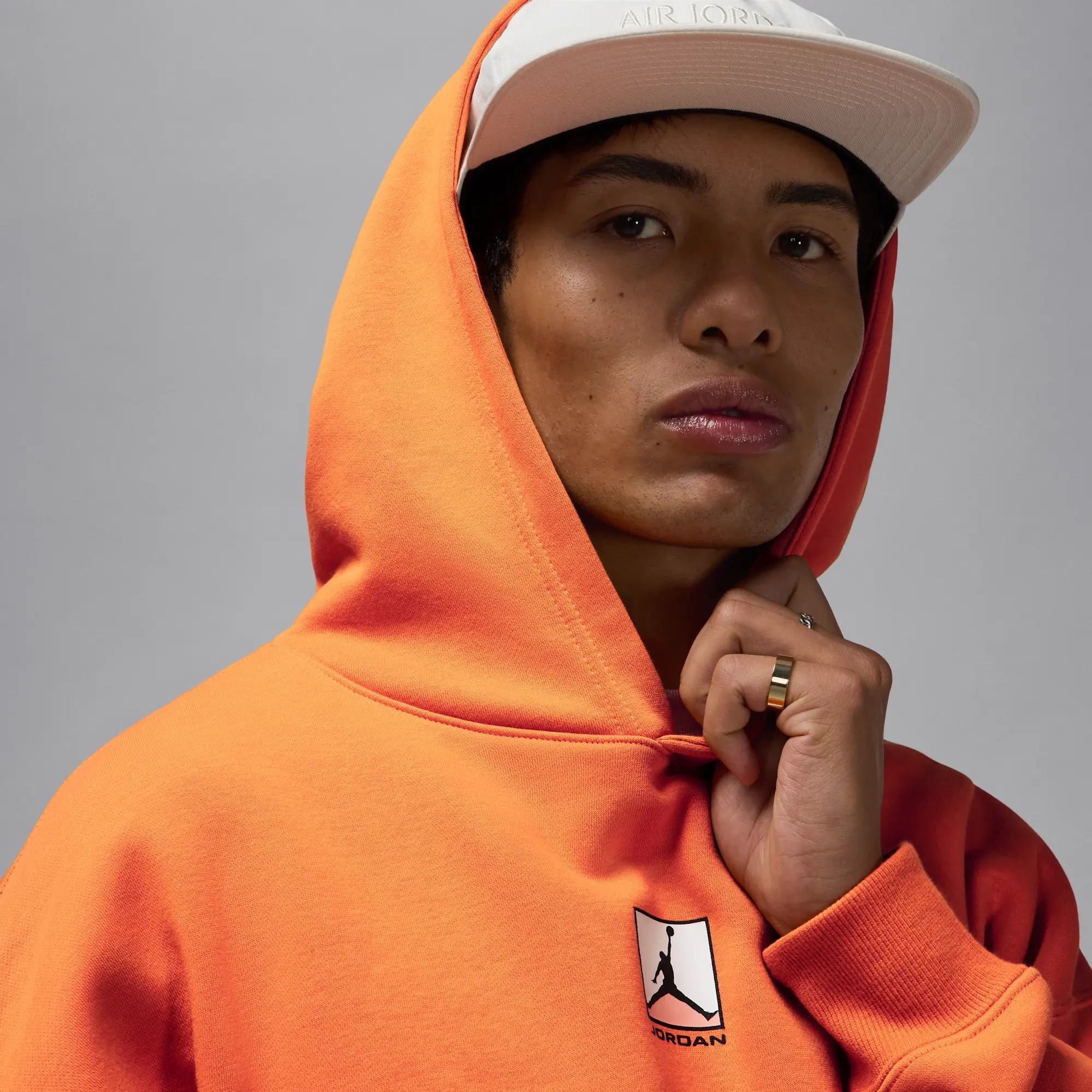 Nike Jordan Brooklyn Fleece Men's Graphic Pullover Hoodie - Orange - Cotton/Polyester