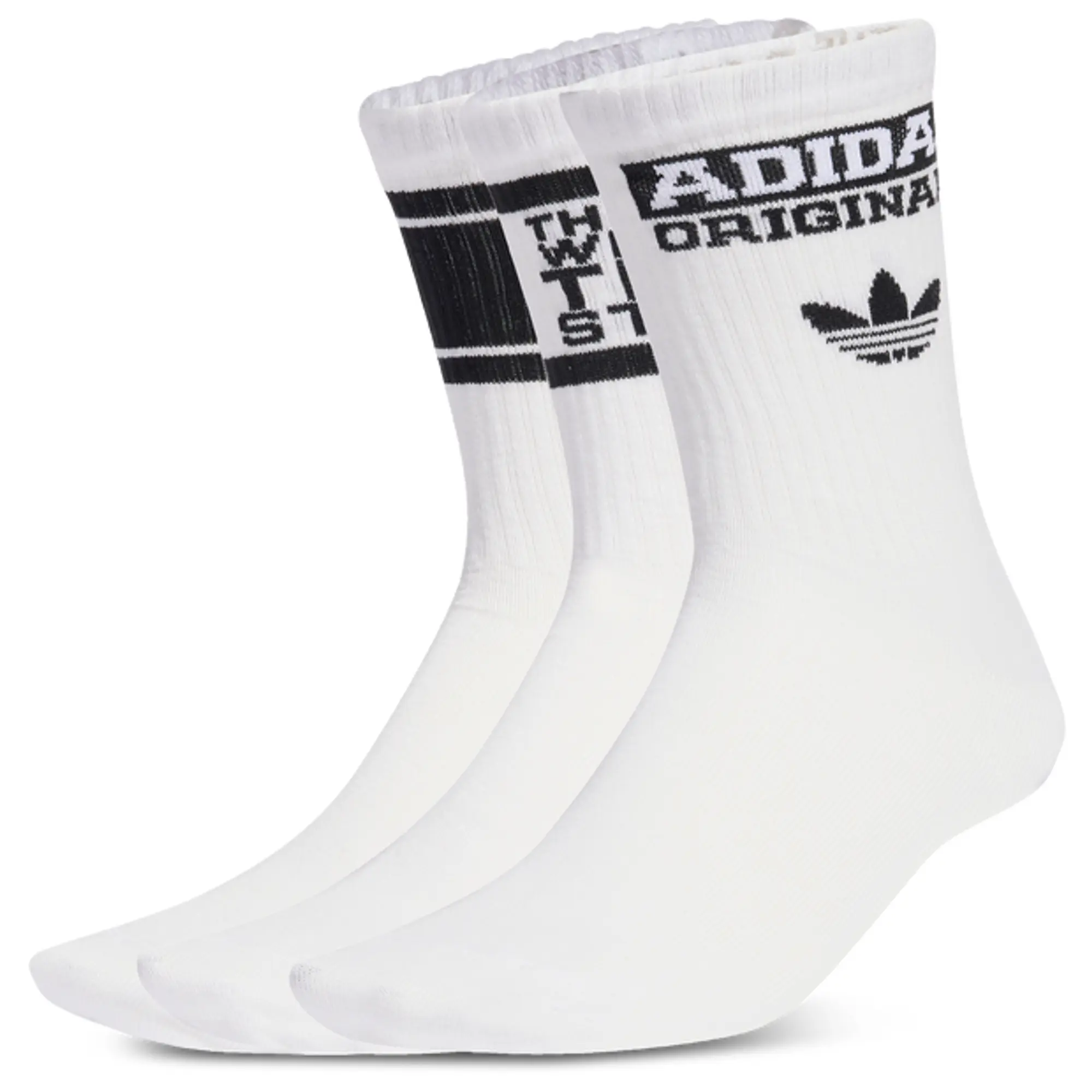Adidas Mid Cut Crew 3 Pack Unisex Socks - White