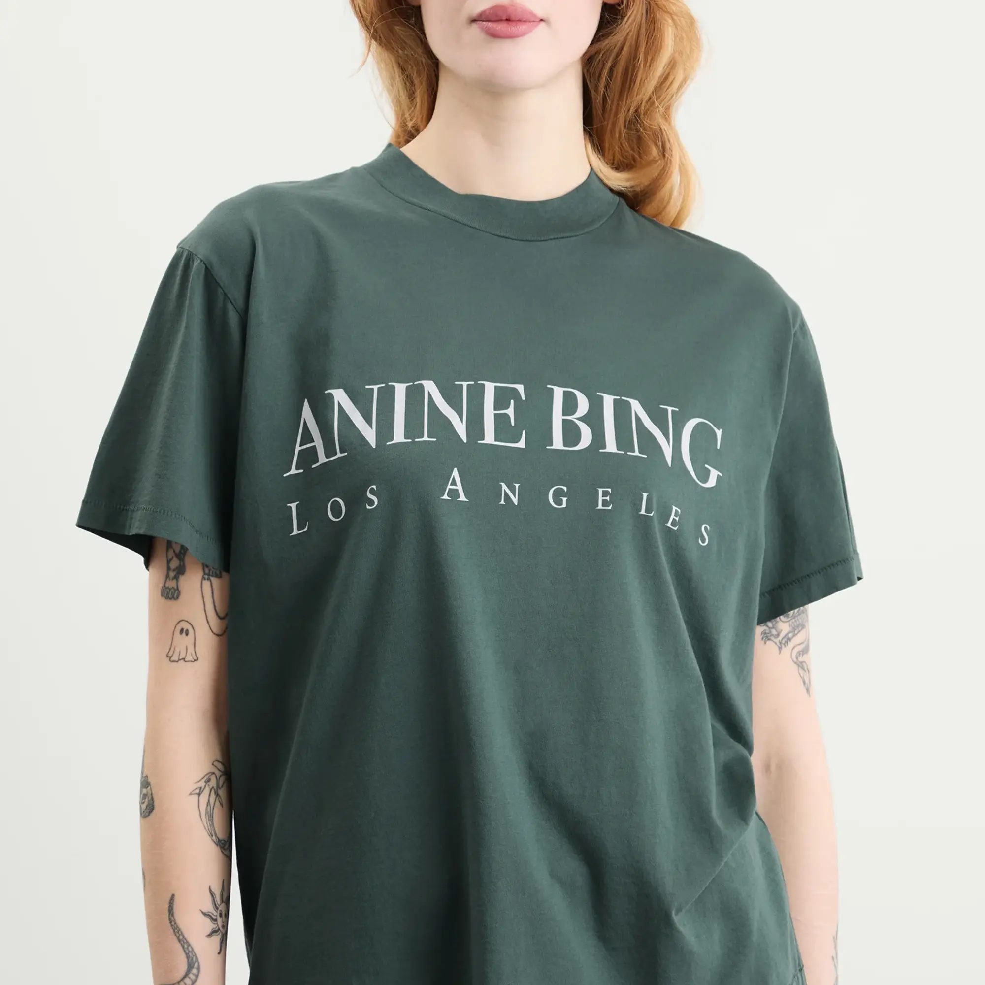 Anine Bing Women's Ashton Los Angeles T-Shirt Dark Green