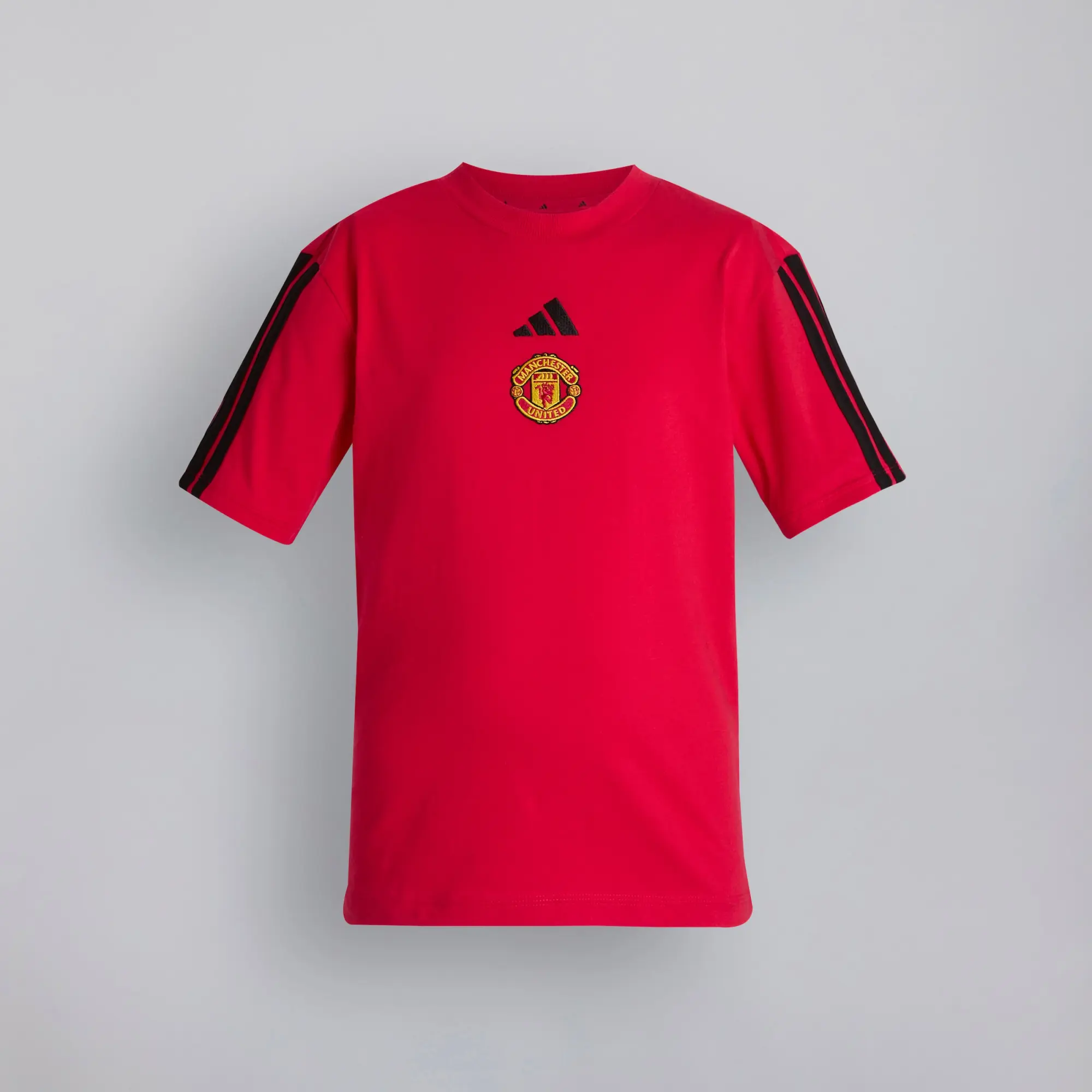 Manchester United x adidas Kids Essentials 3-Stripes T-Shirt Red