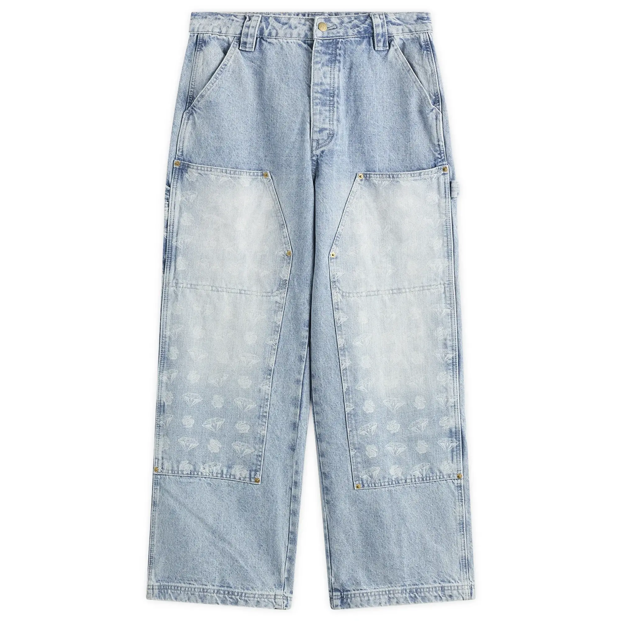 Billionaire Boys Club Men's Diamonds & Dollars Denim Carpenter Pan Light Wash Blue