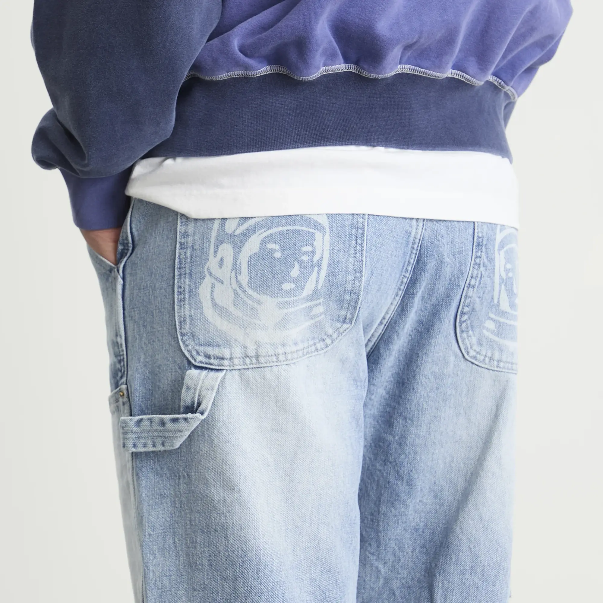 Billionaire Boys Club Men's Diamonds & Dollars Denim Carpenter Pan Light Wash Blue